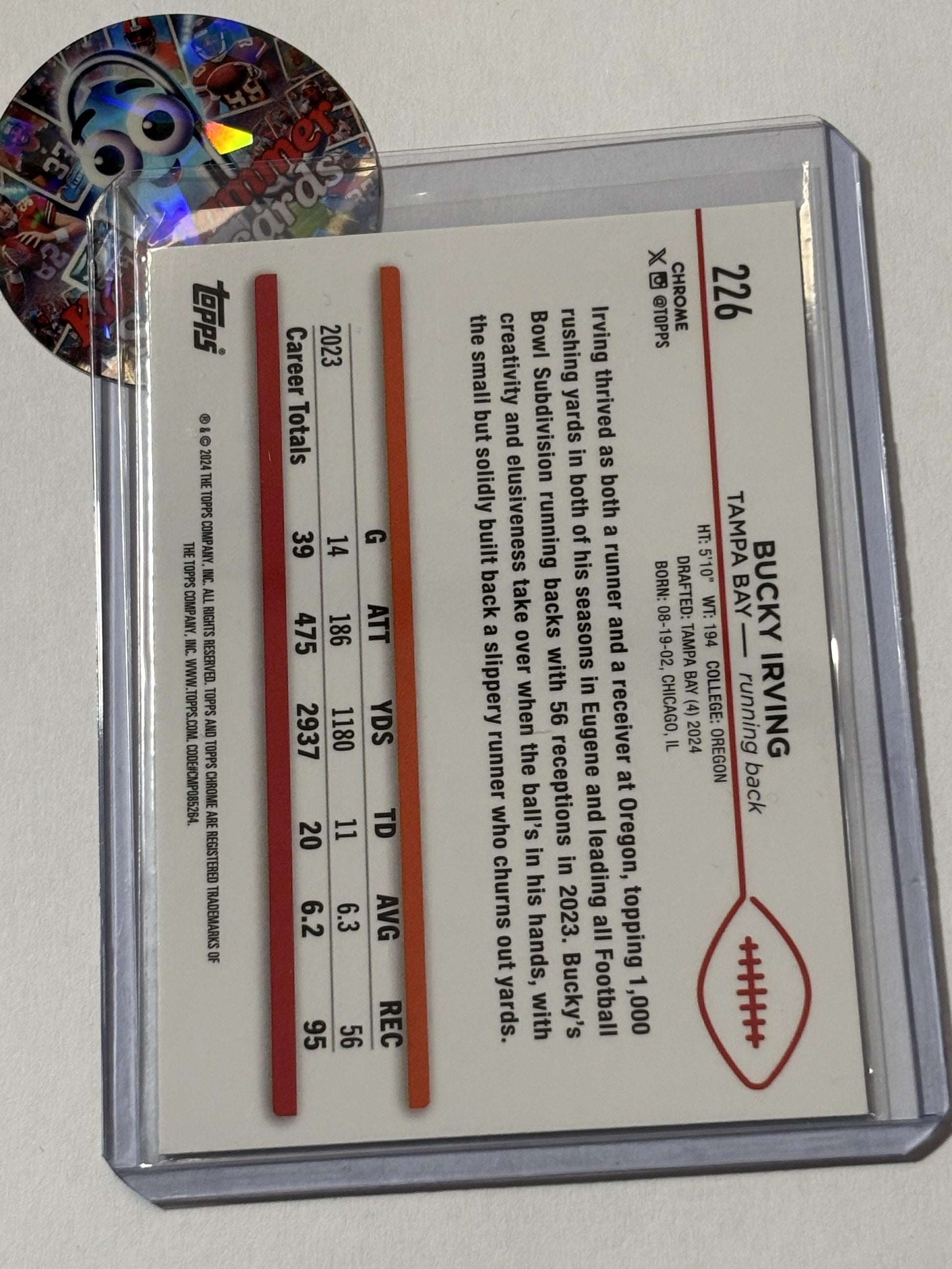 2024 Topps Chrome #226 Bucky Irving Tampa Bay Buccaneers RC