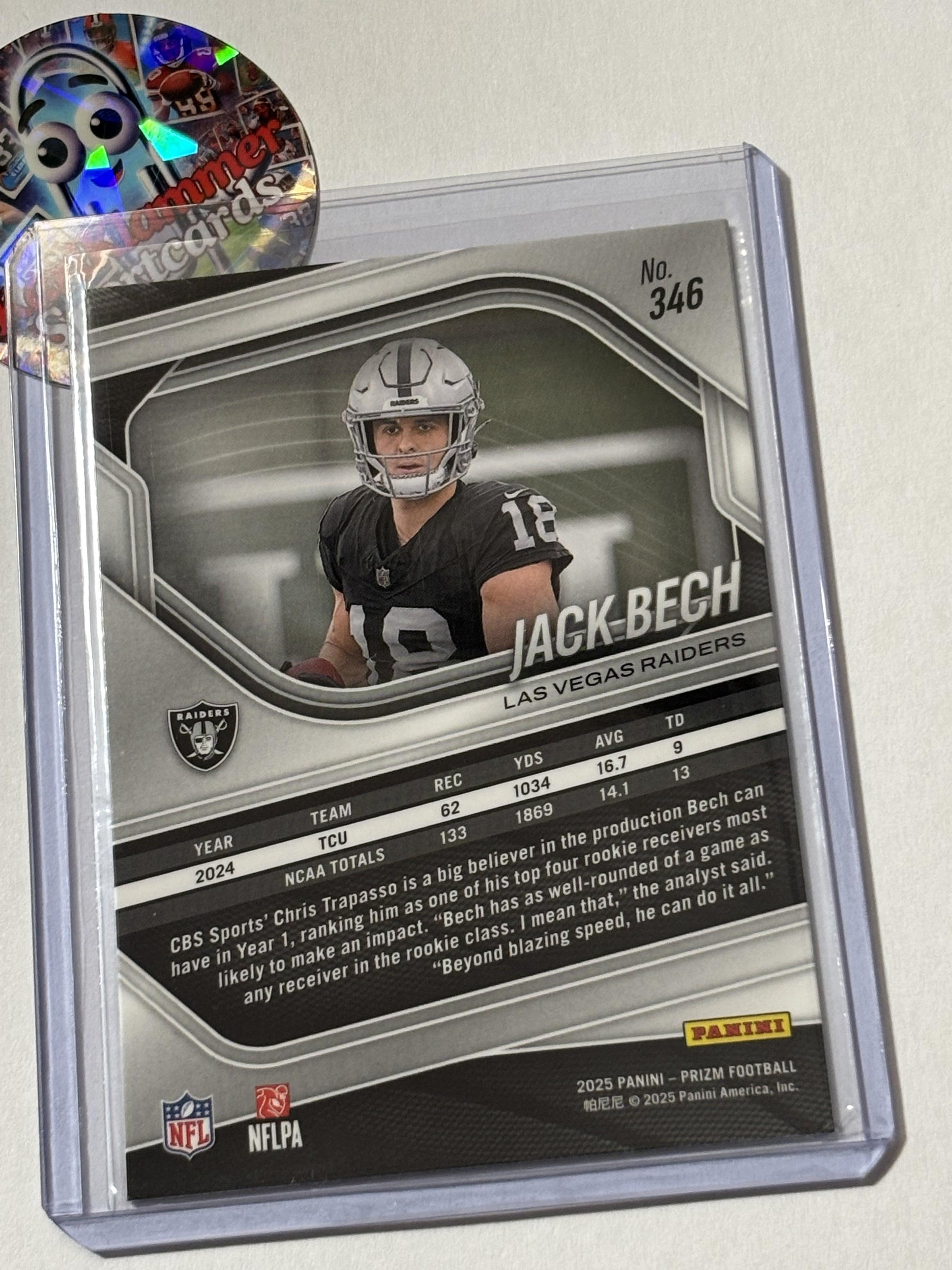 2025 Panini Prizm #346 Jack Bech Las Vegas Raiders RC