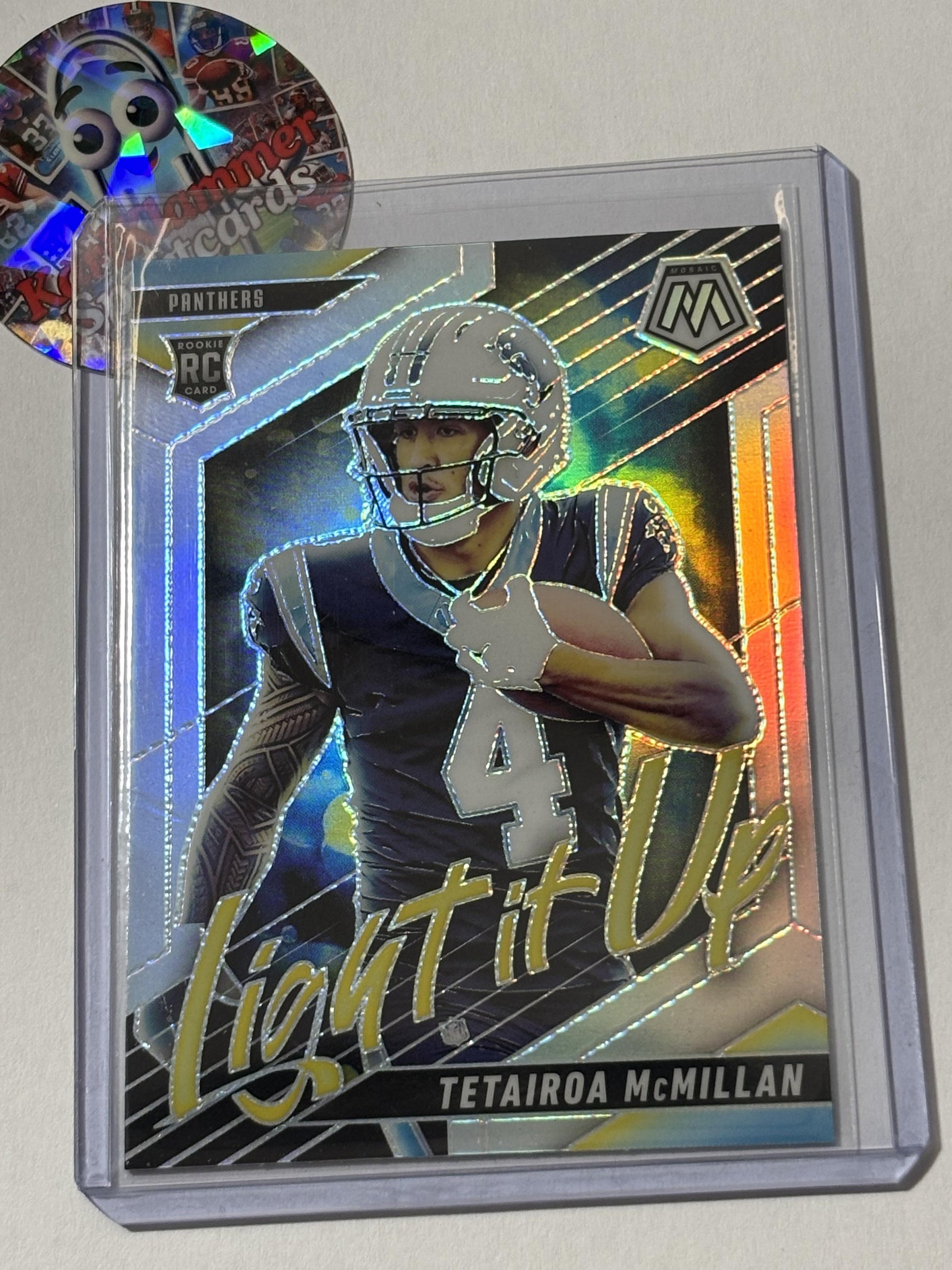 2025 Panini Mosaic #24 Tetairoa McMillan Light It Up Mosaic Silver Carolina Panthers