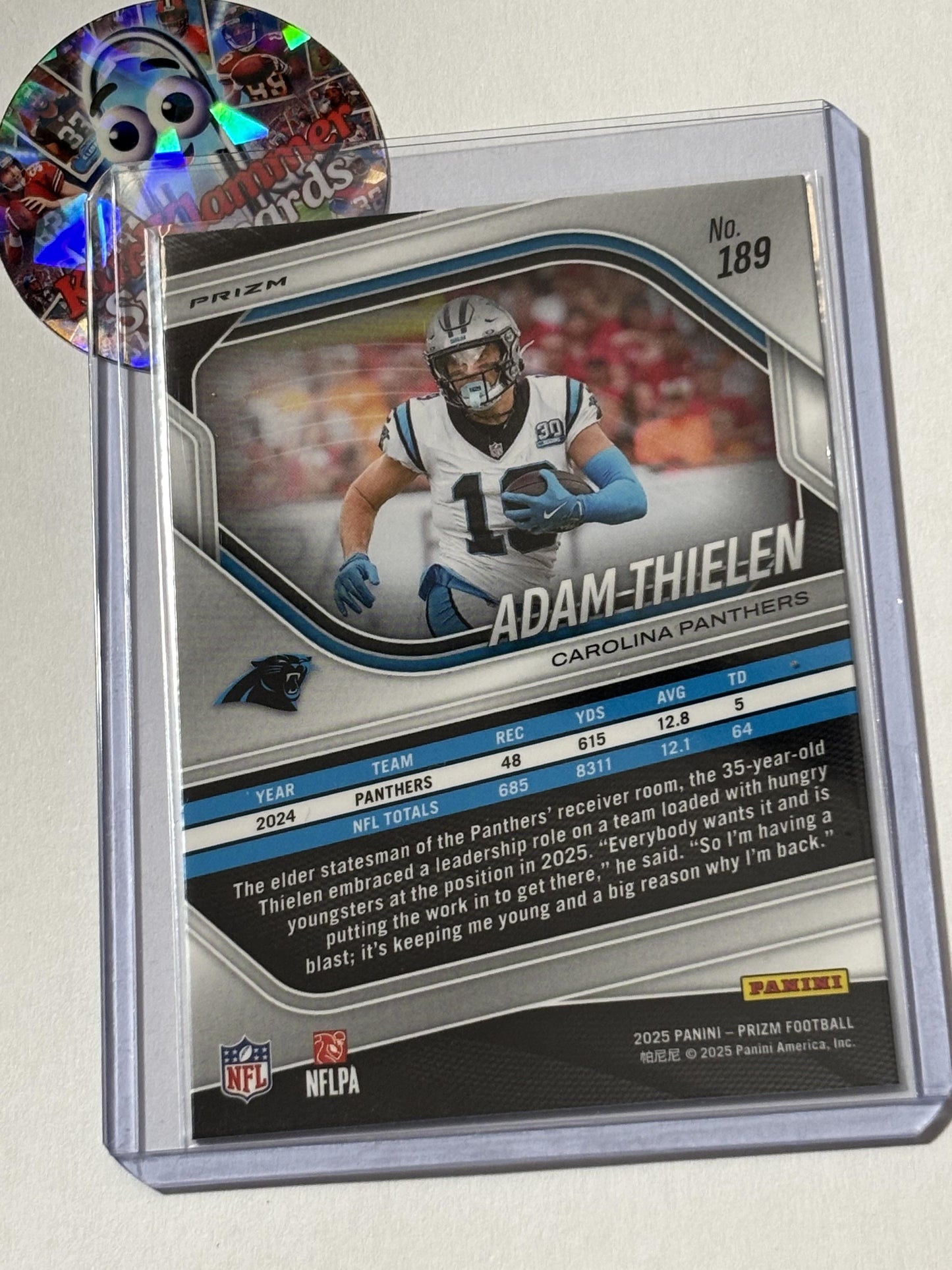 2025 Panini Prizm #189 Adam Thielen Silver Carolina Panthers