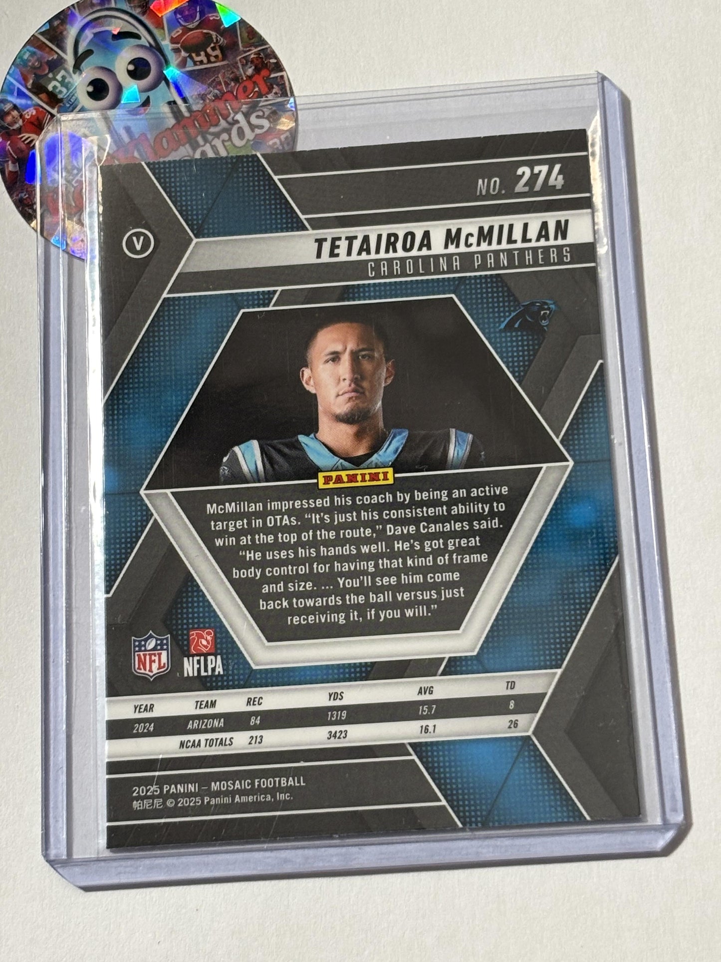 2025 Panini Mosaic #274 Tetairoa McMillan Carolina Panthers RC