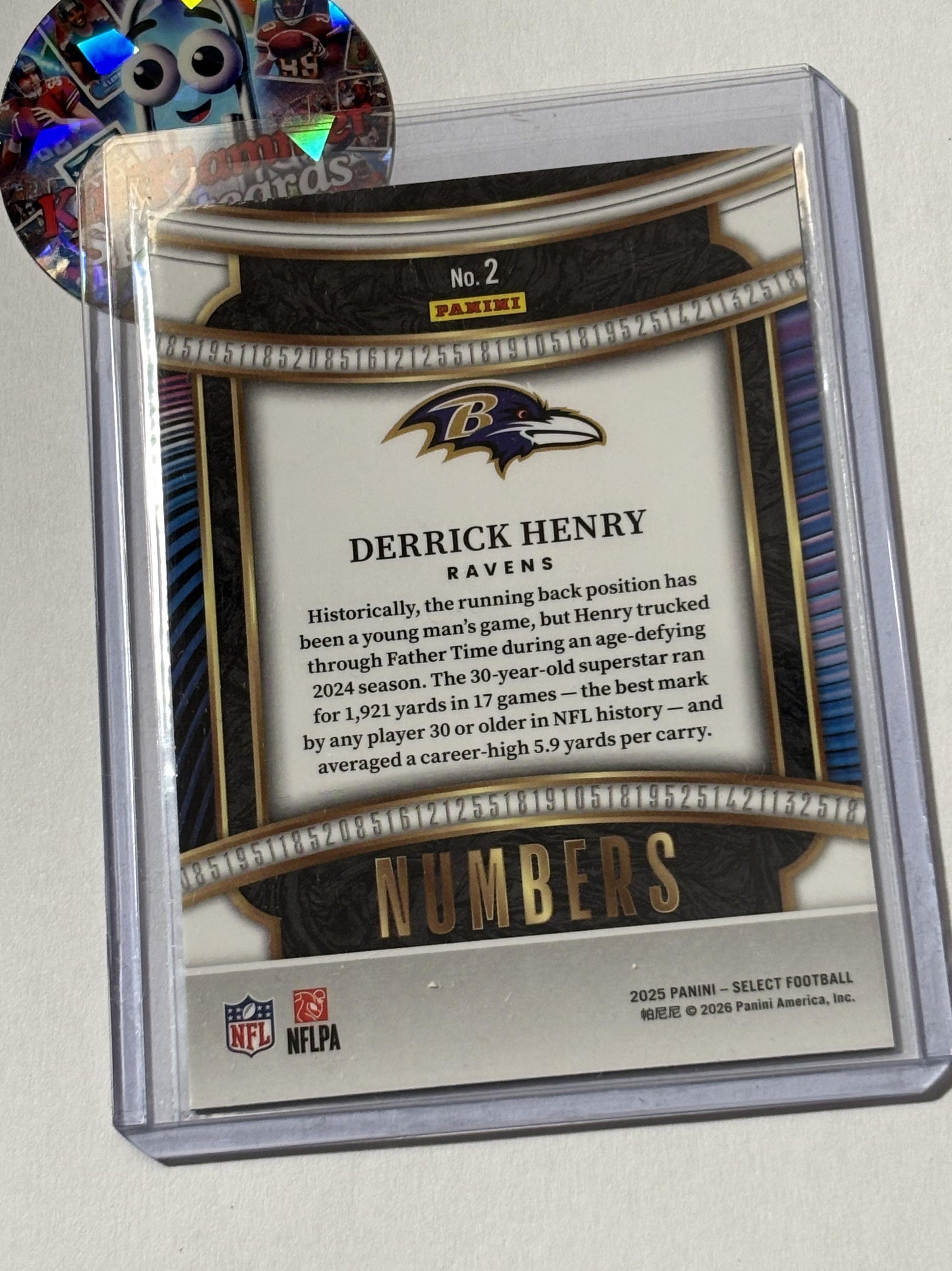 2025 Panini Select #2 Derrick Henry Select Numbers Baltimore Ravens