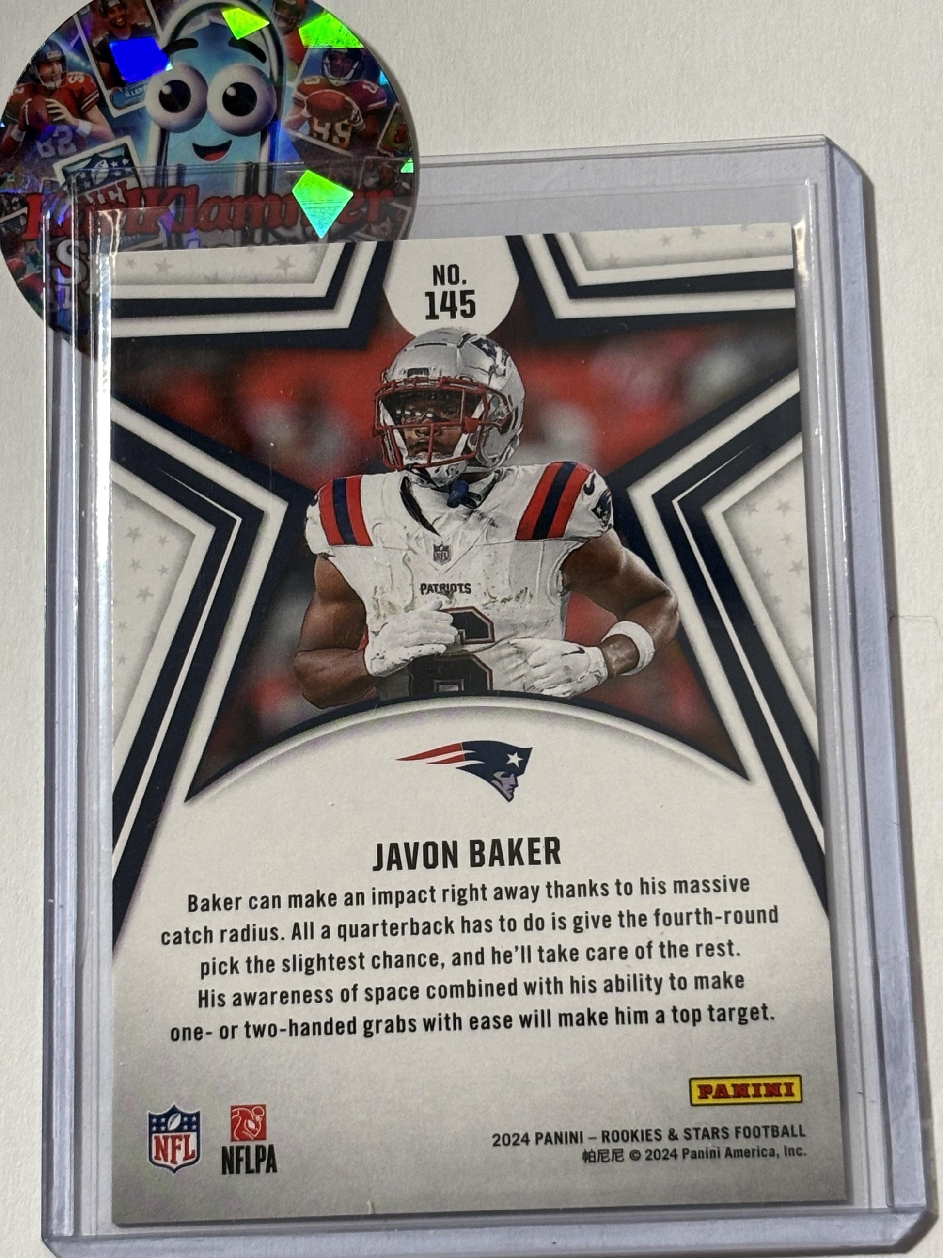 2024 Panini Rookies & Stars #145 Javon Baker True Blue #/149 New England Patriots SN