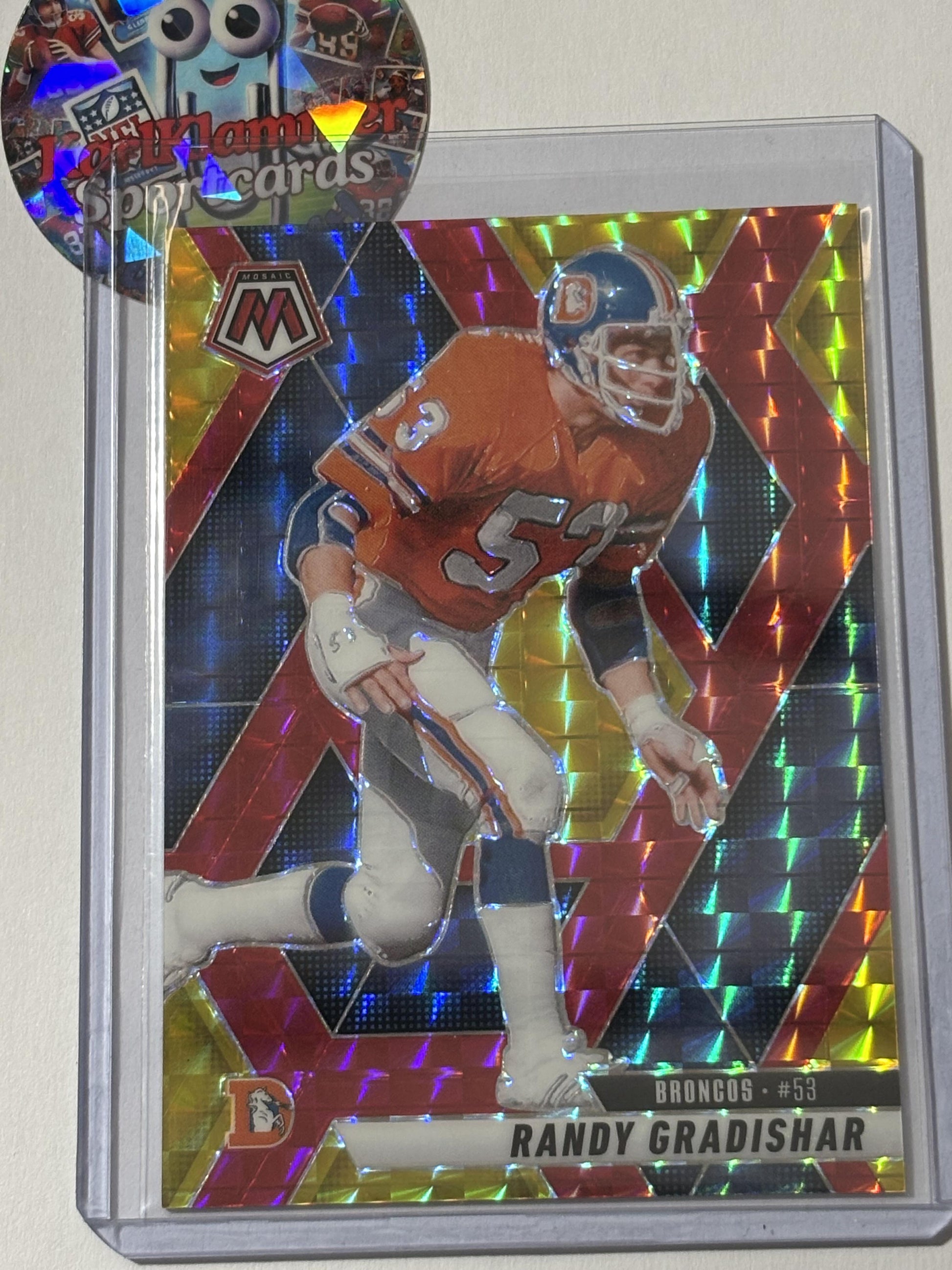 2025 Panini Mosaic #178 Randy Gradishar Mosaic Choice Red & Yellow #/89 Denver Broncos SN