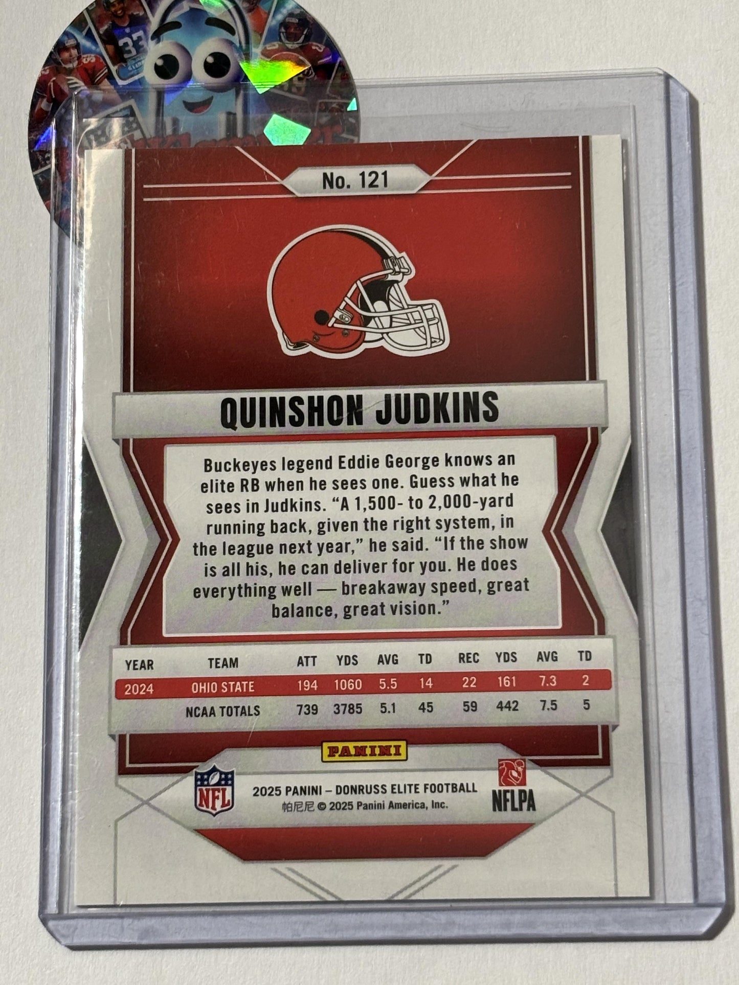 2025 Donruss Elite #121 Quinshon Judkins Green Disco Cleveland Browns RC