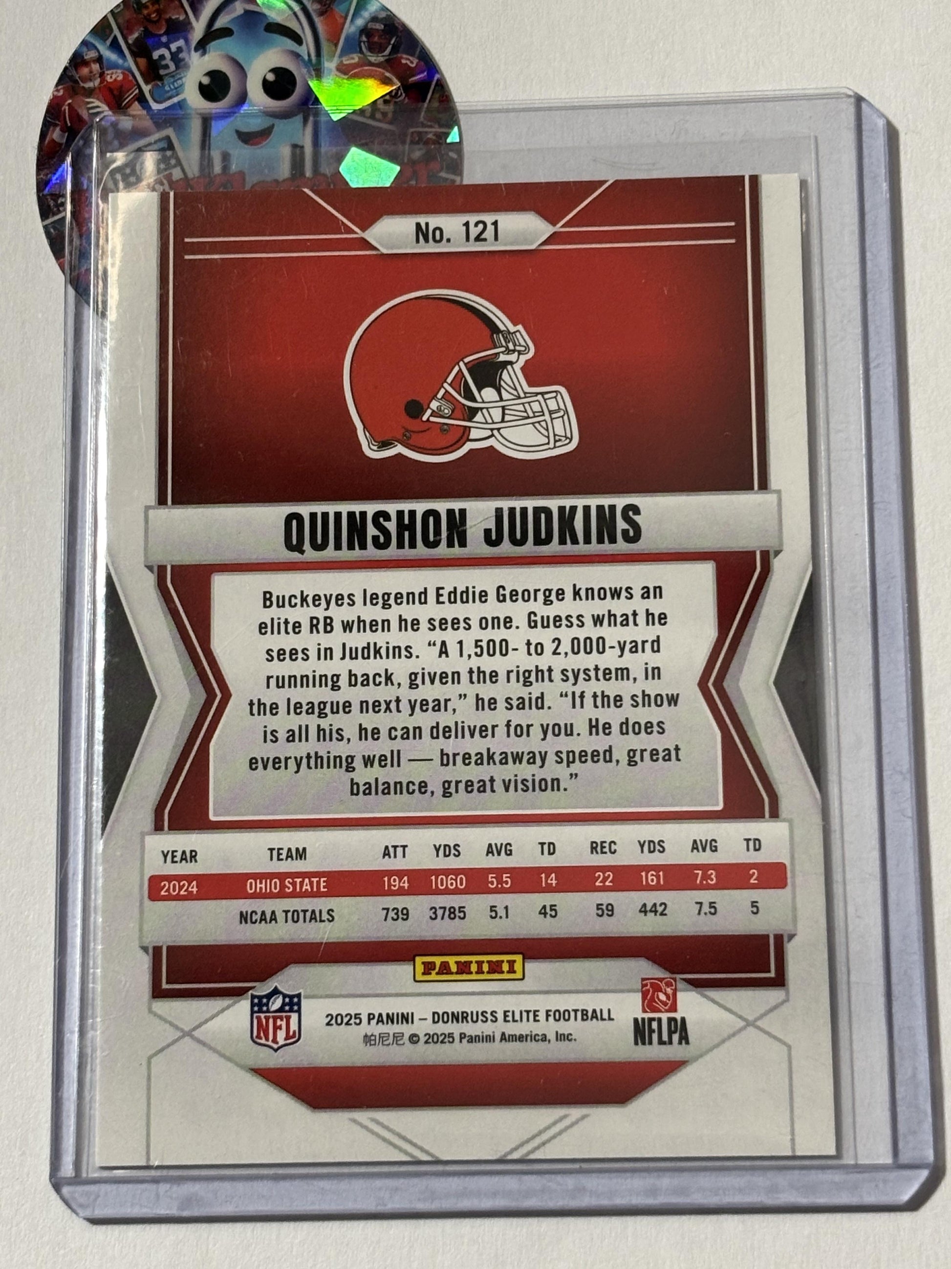 2025 Donruss Elite #121 Quinshon Judkins Green Disco Cleveland Browns RC
