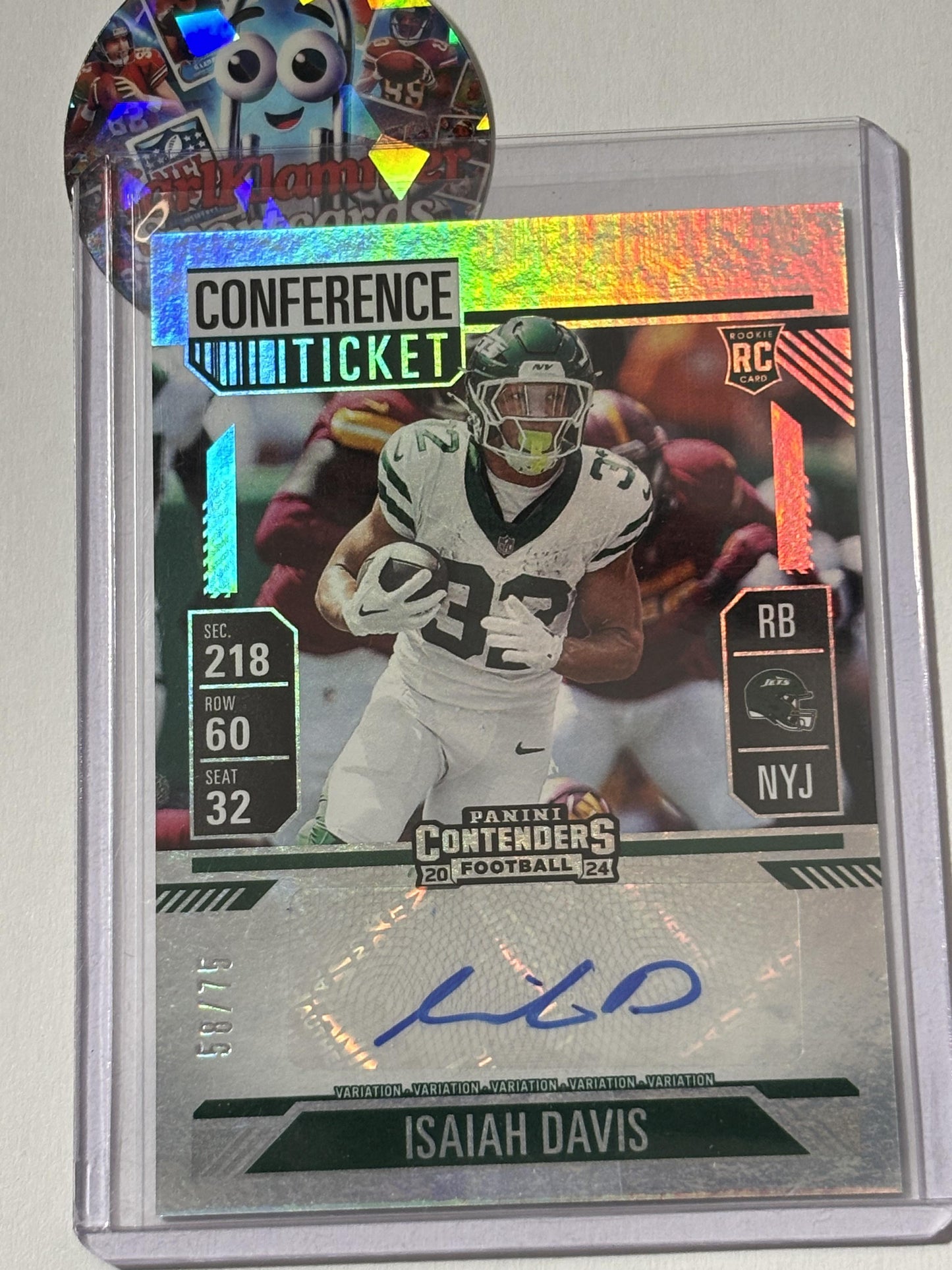 2024 Panini Contenders #176 Isaiah Davis Conference Ticket #/75 New York Jets SN,RC,AU
