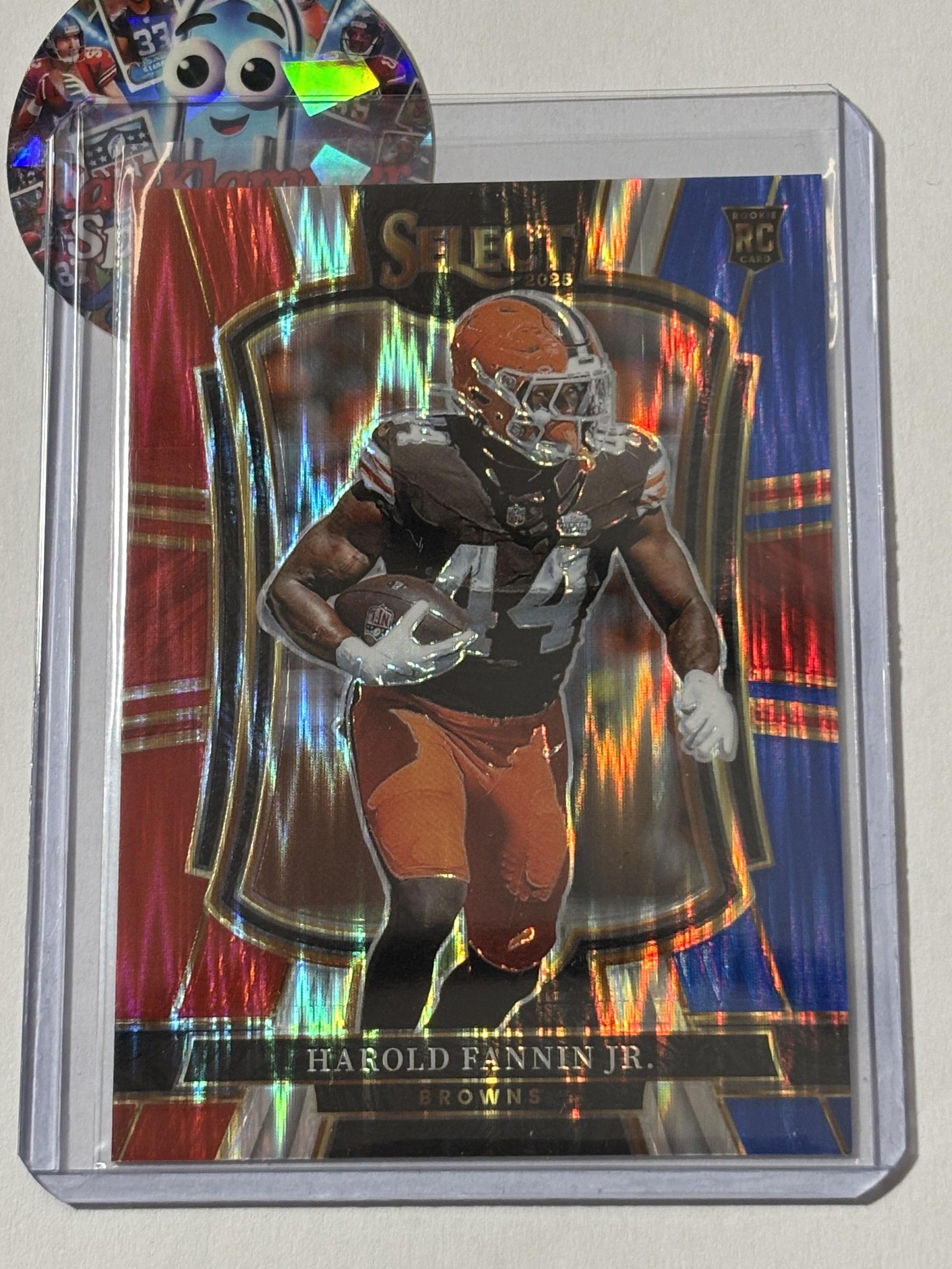 2025 Panini Select #155 Harold Fannin Jr. Red and Blue Prizm Shock Cleveland Browns RC