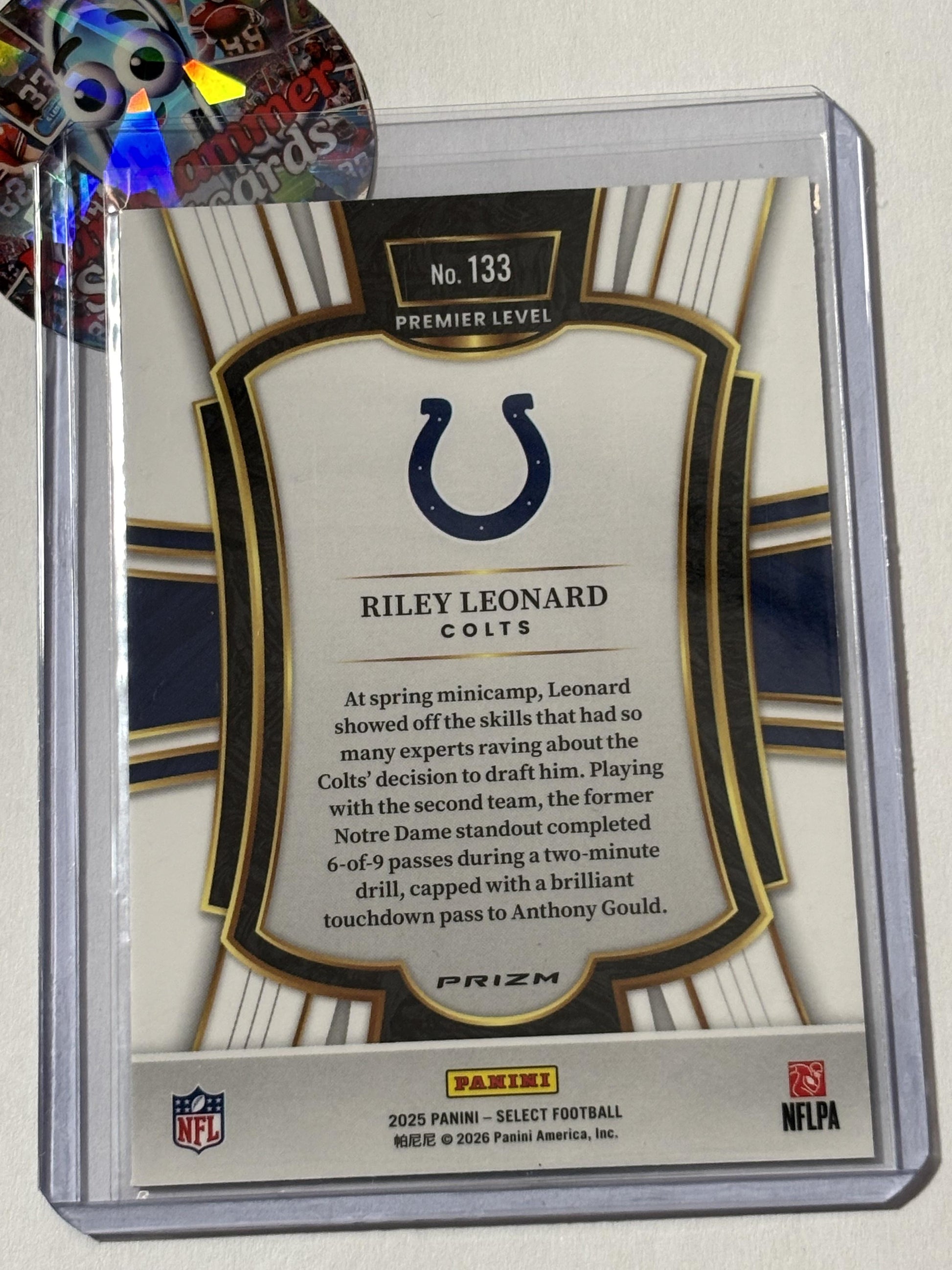 2025 Panini Select #133 Riley Leonard Pink Prizm Shock Indianapolis Colts RC