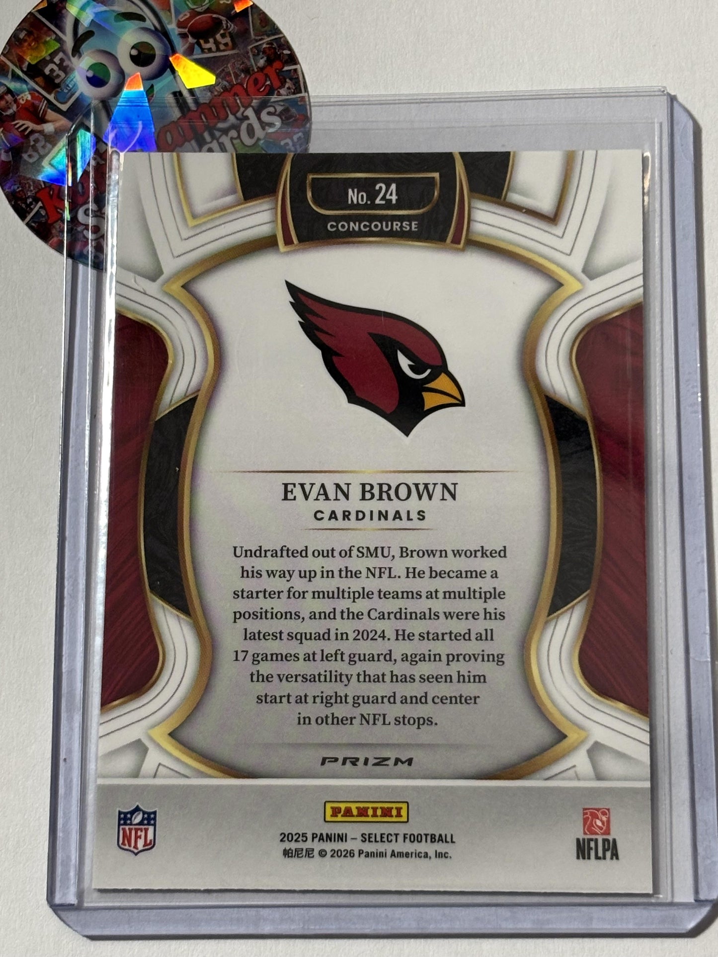 2025 Panini Select #24 Evan Brown Pink Prizm Shock Arizona Cardinals