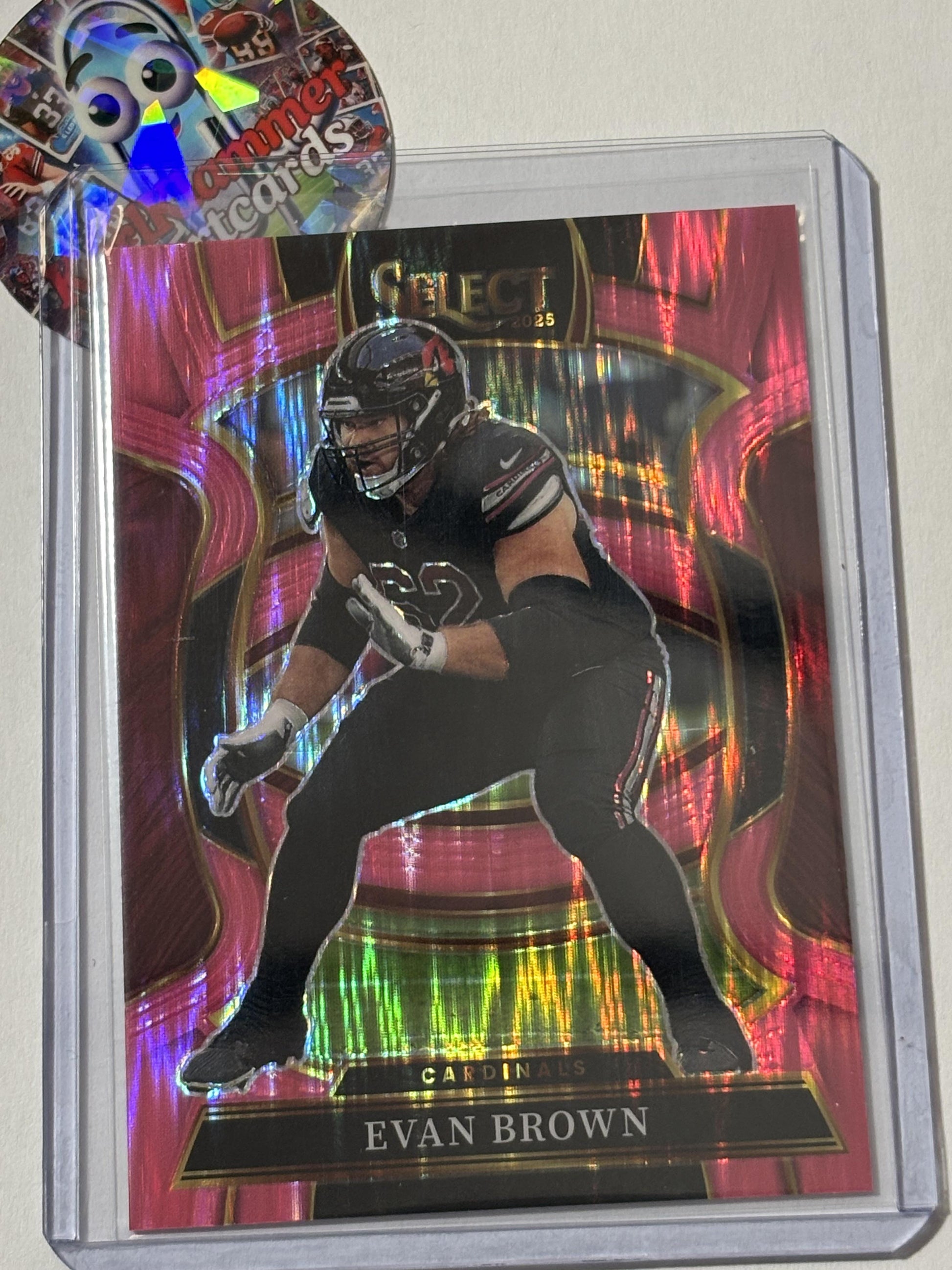 2025 Panini Select #24 Evan Brown Pink Prizm Shock Arizona Cardinals