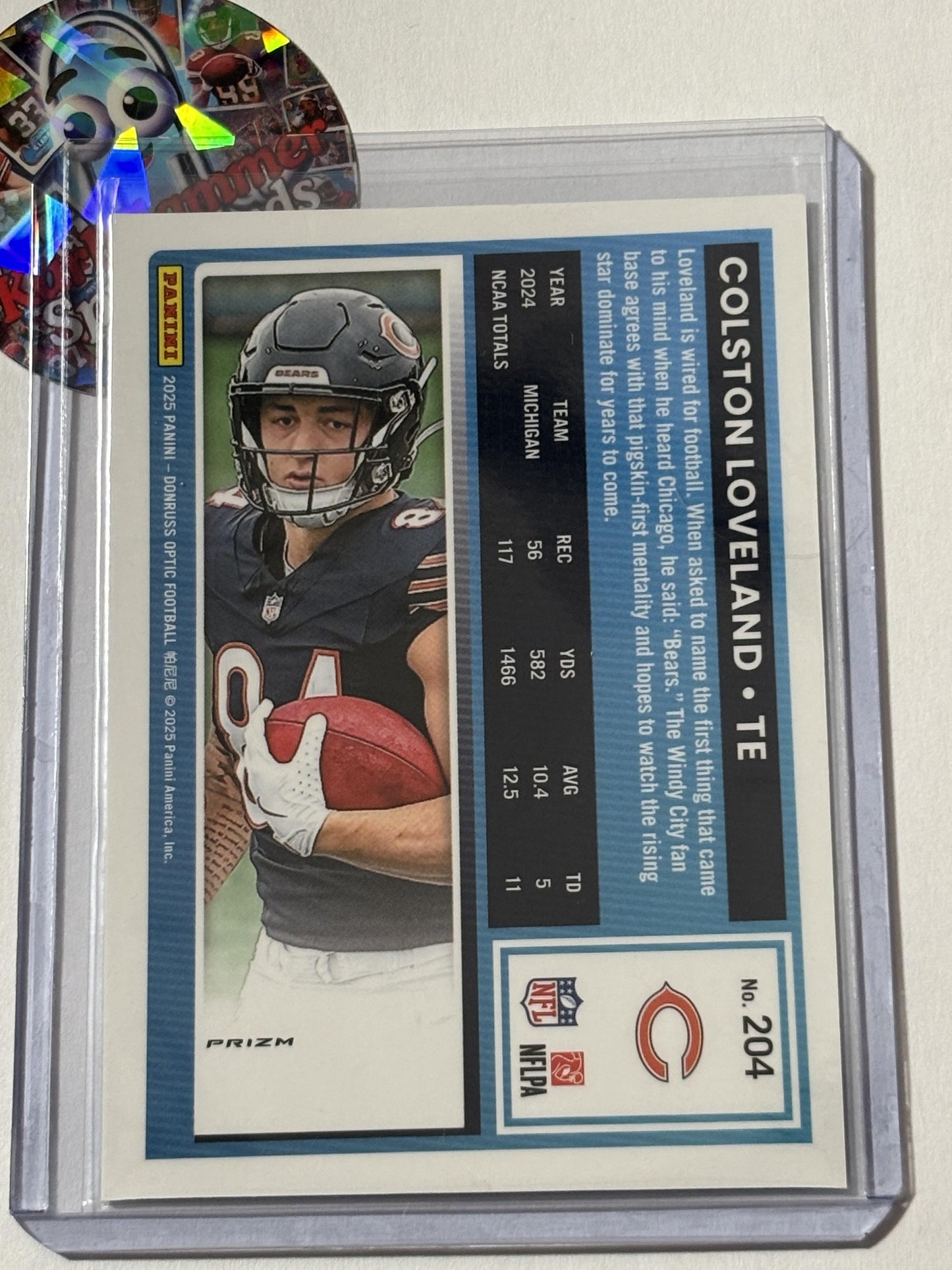 2025 Donruss Optic #204 Colston Loveland Holo Chicago Bears RC