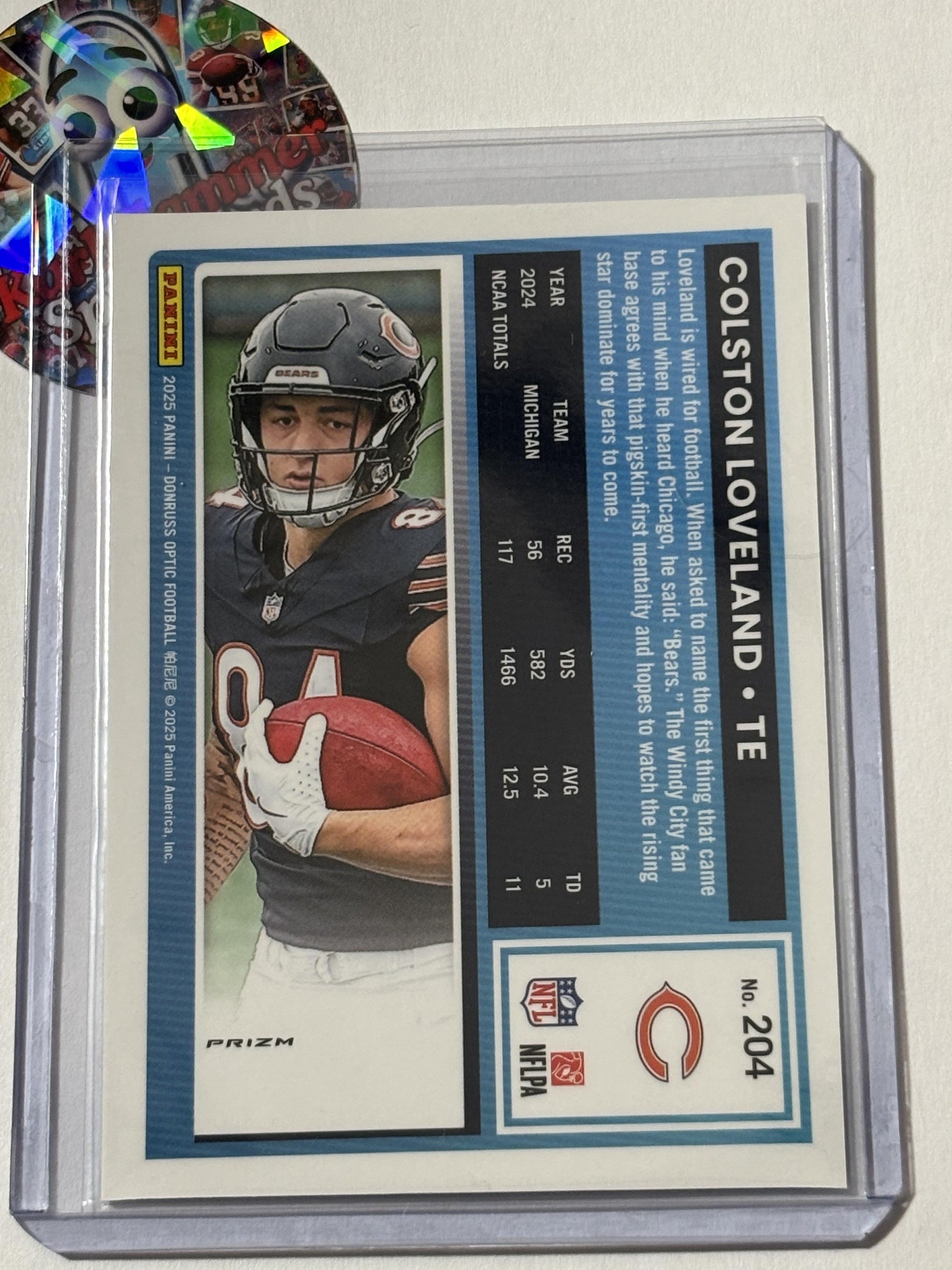 2025 Donruss Optic #204 Colston Loveland Holo Chicago Bears RC