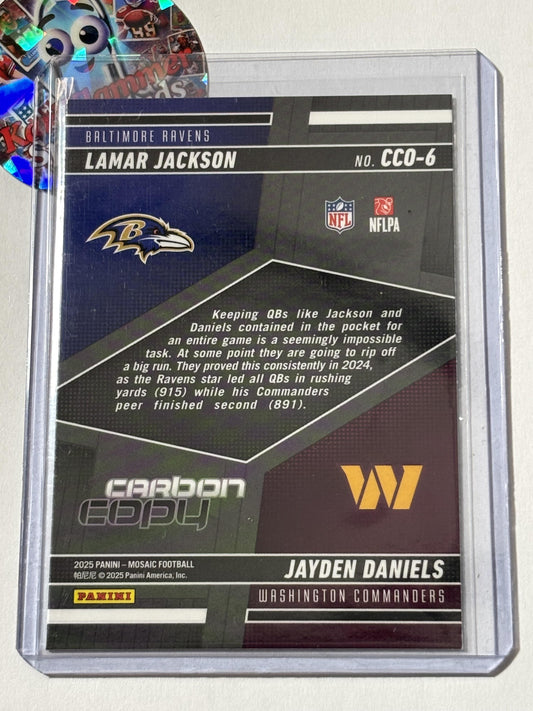 2025 Panini Mosaic #CCO-6 Jayden Daniels / Lamar Jackson Carbon Copy