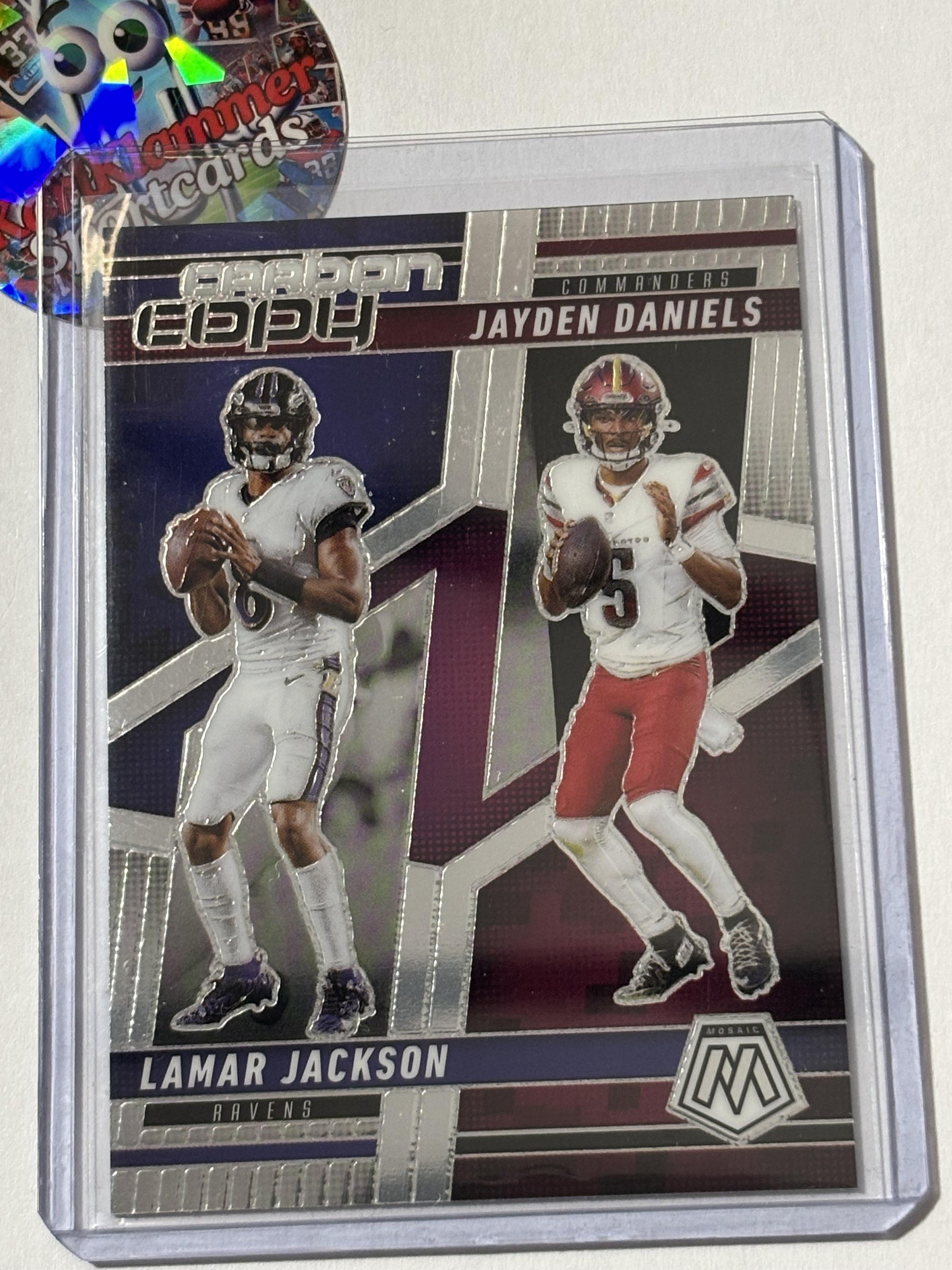 2025 Panini Mosaic #CCO-6 Jayden Daniels / Lamar Jackson Carbon Copy