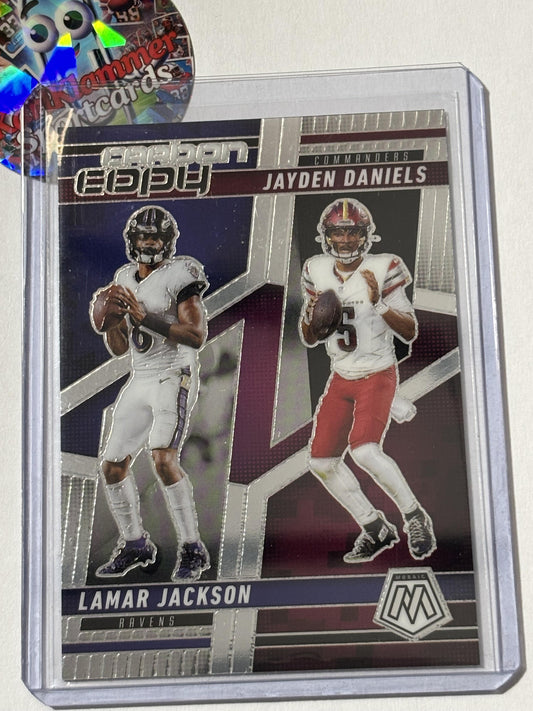 2025 Panini Mosaic #CCO-6 Jayden Daniels / Lamar Jackson Carbon Copy