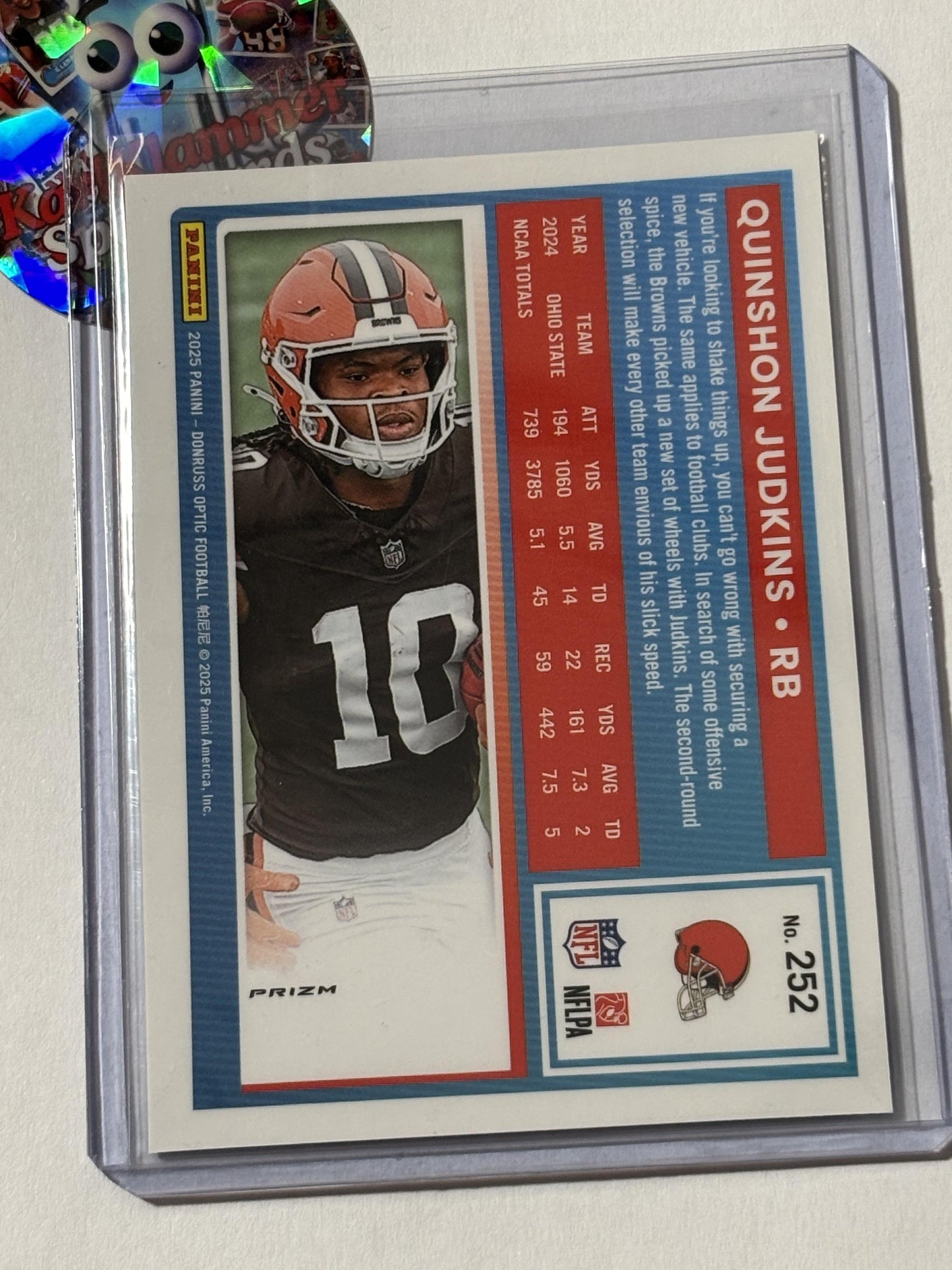 2025 Donruss Optic #252 Quinshon Judkins Blue Hyper Cleveland Browns RC