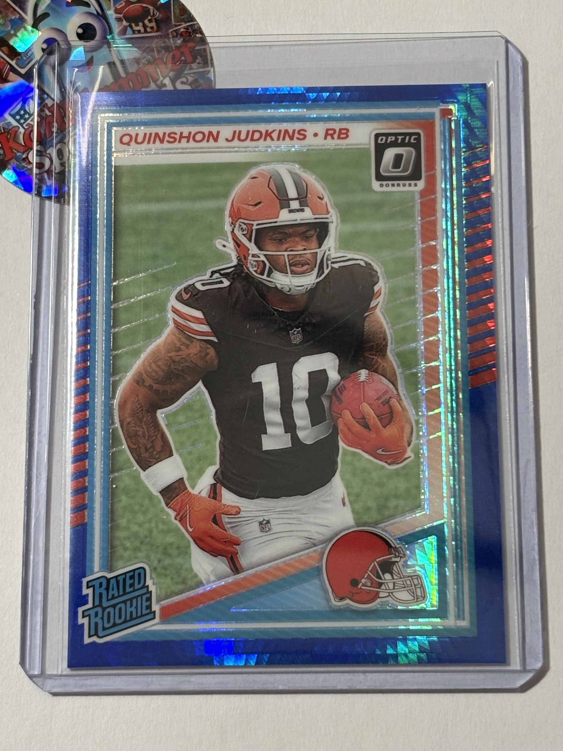2025 Donruss Optic #252 Quinshon Judkins Blue Hyper Cleveland Browns RC
