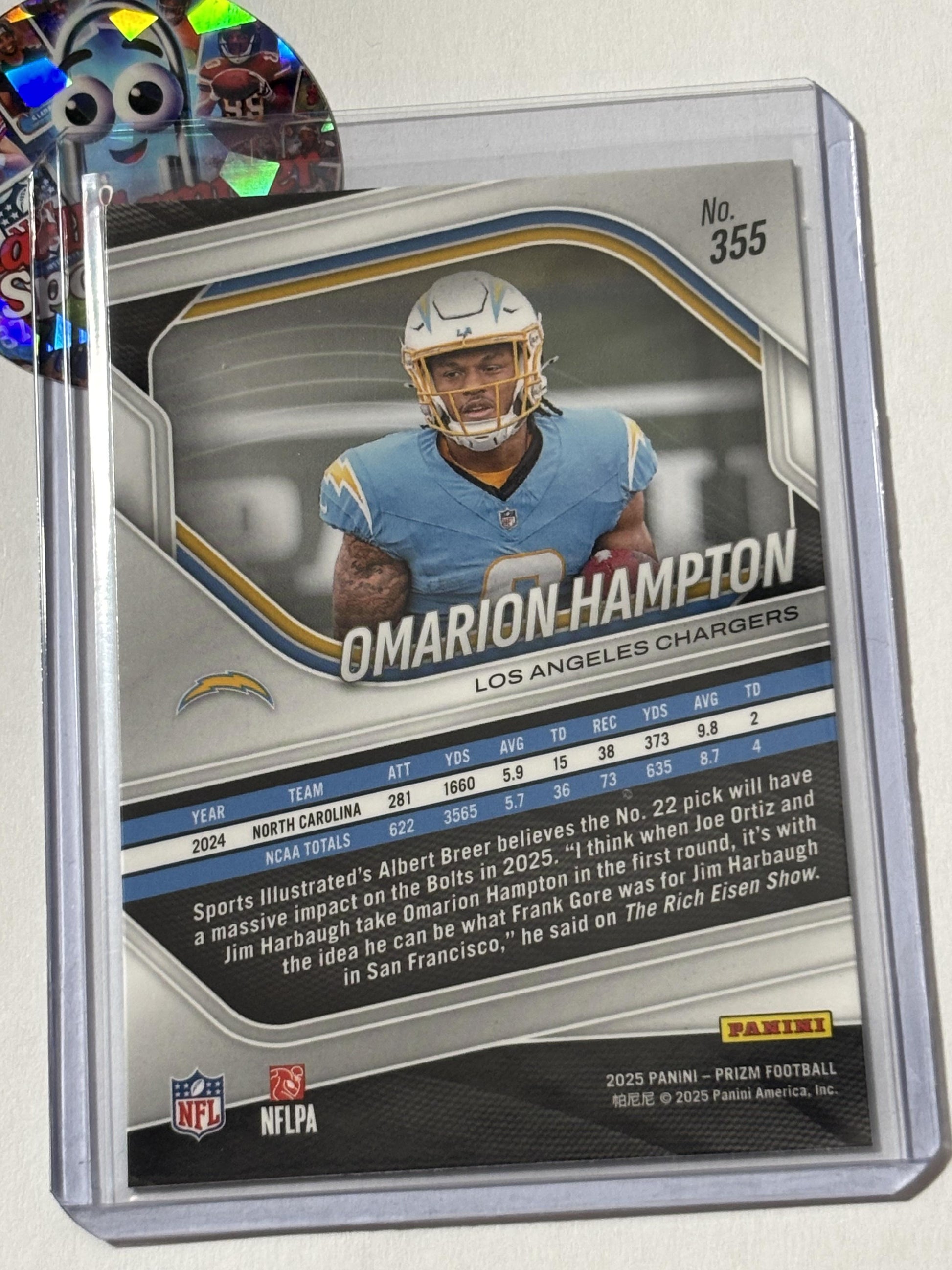 2025 Panini Prizm #355 Omarion Hampton Los Angeles Chargers RC