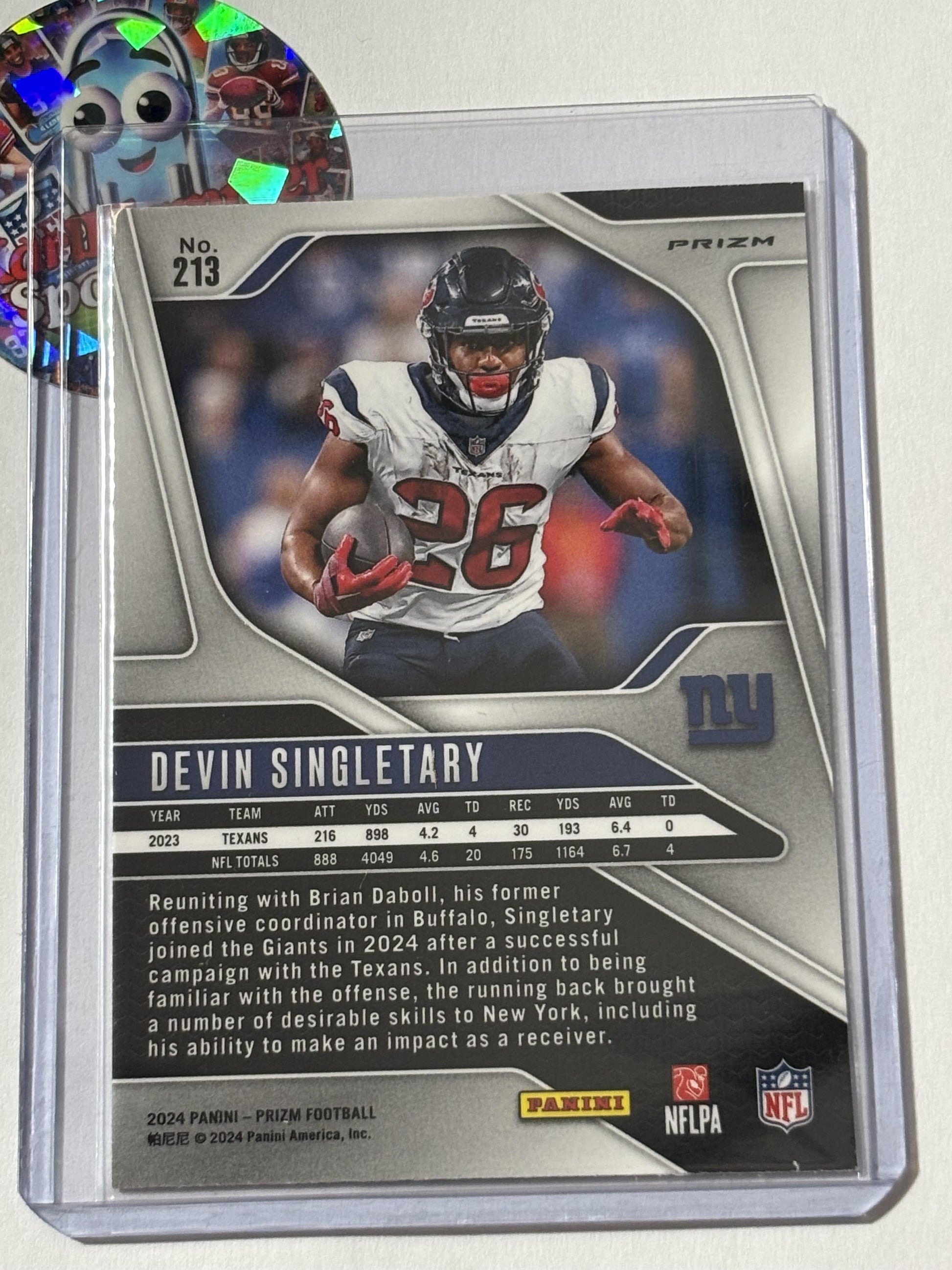 2024 Panini Prizm #213 Devin Singletary Lazer New York Giants