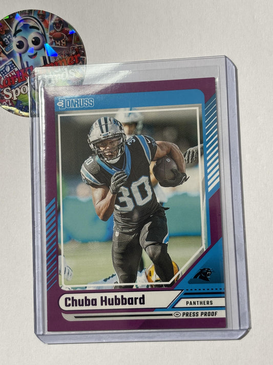 2024 Donruss #117 Chuba Hubbard Press Proof Purple Carolina Panthers