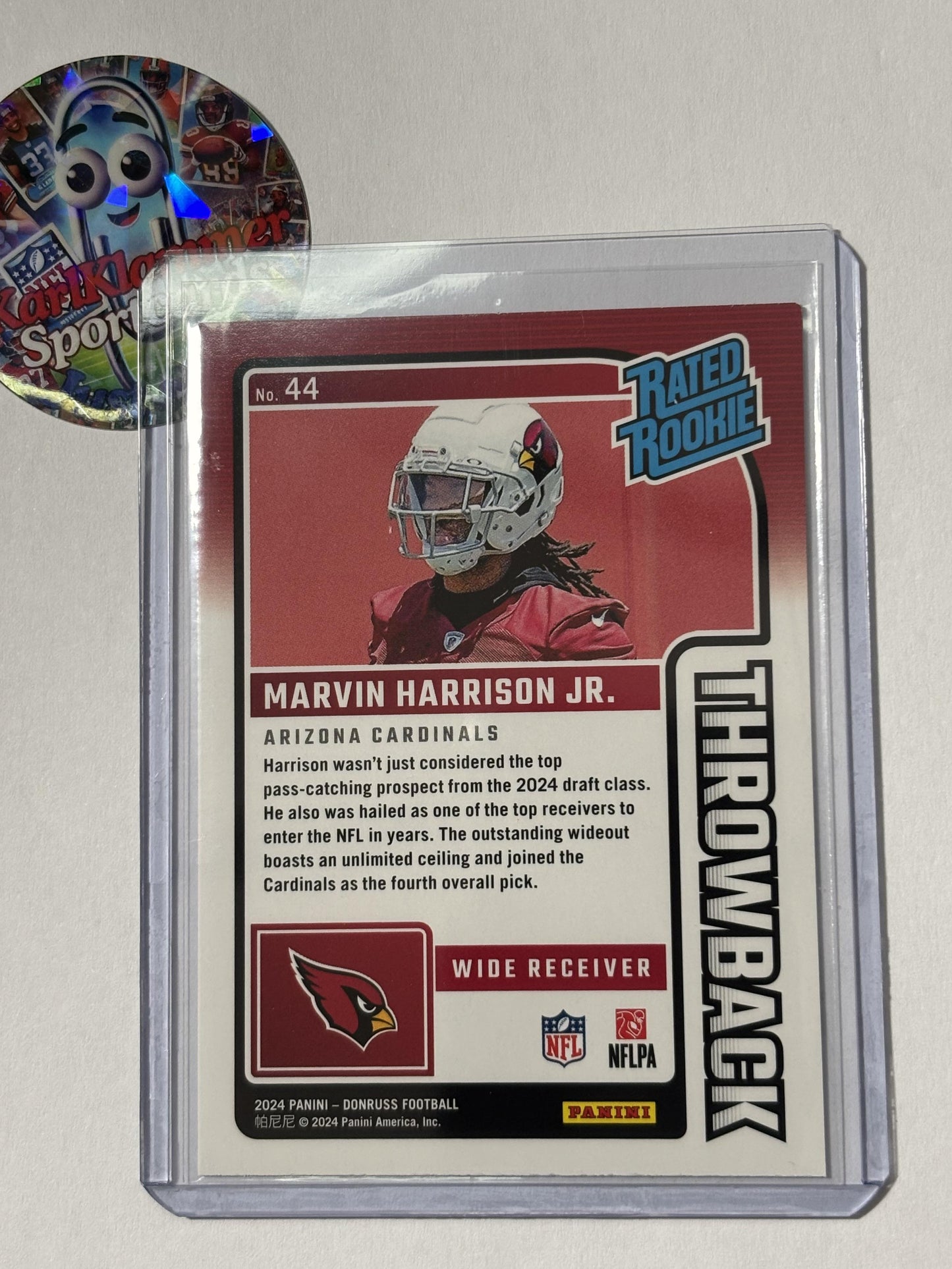 2024 Donruss #44 Marvin Harrison Jr. Rated Rookies Throwback Arizona Cardinals
