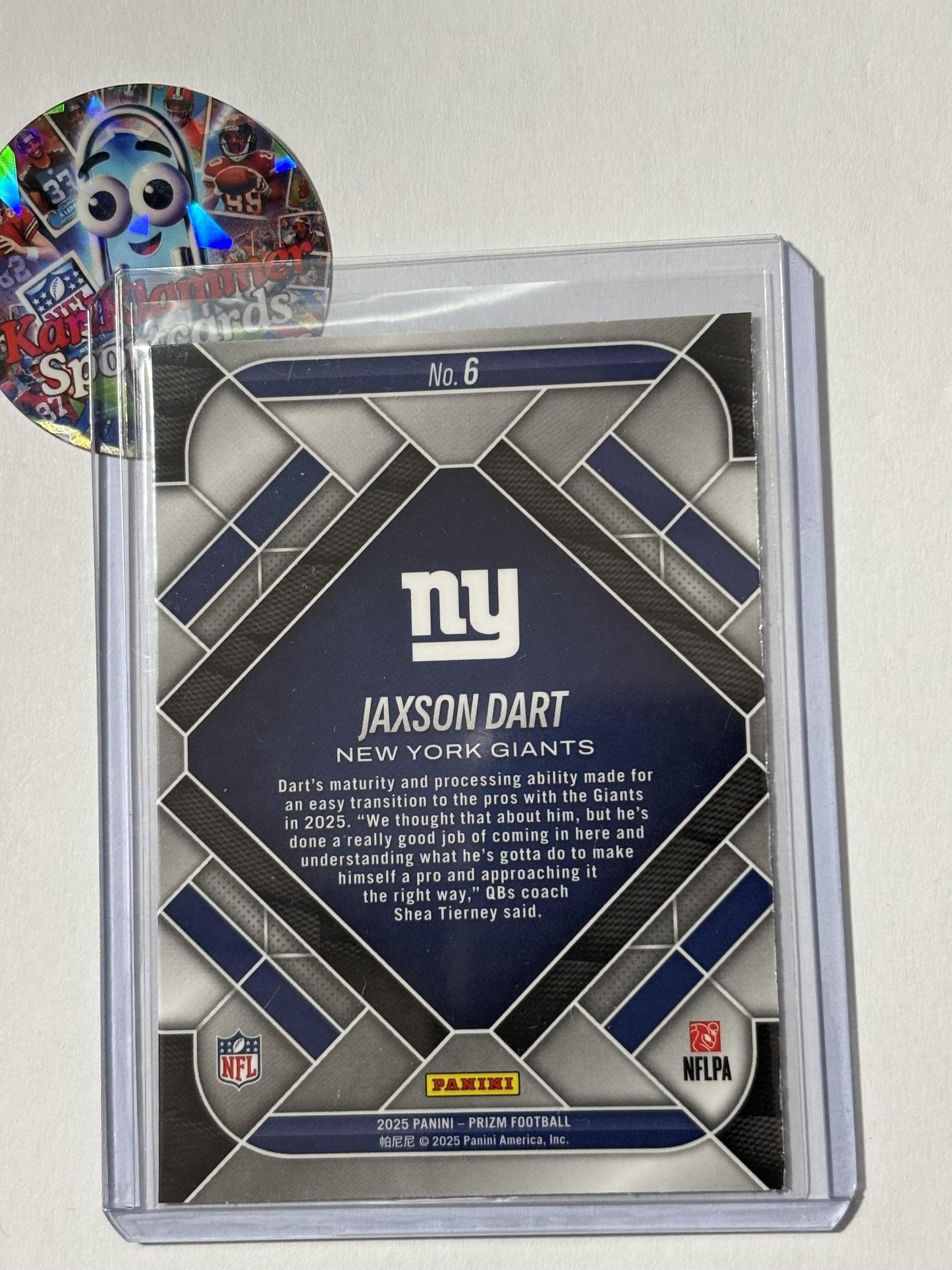 2025 Panini Prizm #6 Jaxson Dart Emergent New York Giants