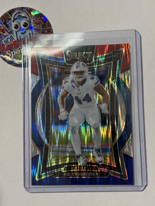 2024 Panini Select #20 Joe Andreessen Red & Blue Prizm Shock Buffalo Bills RC