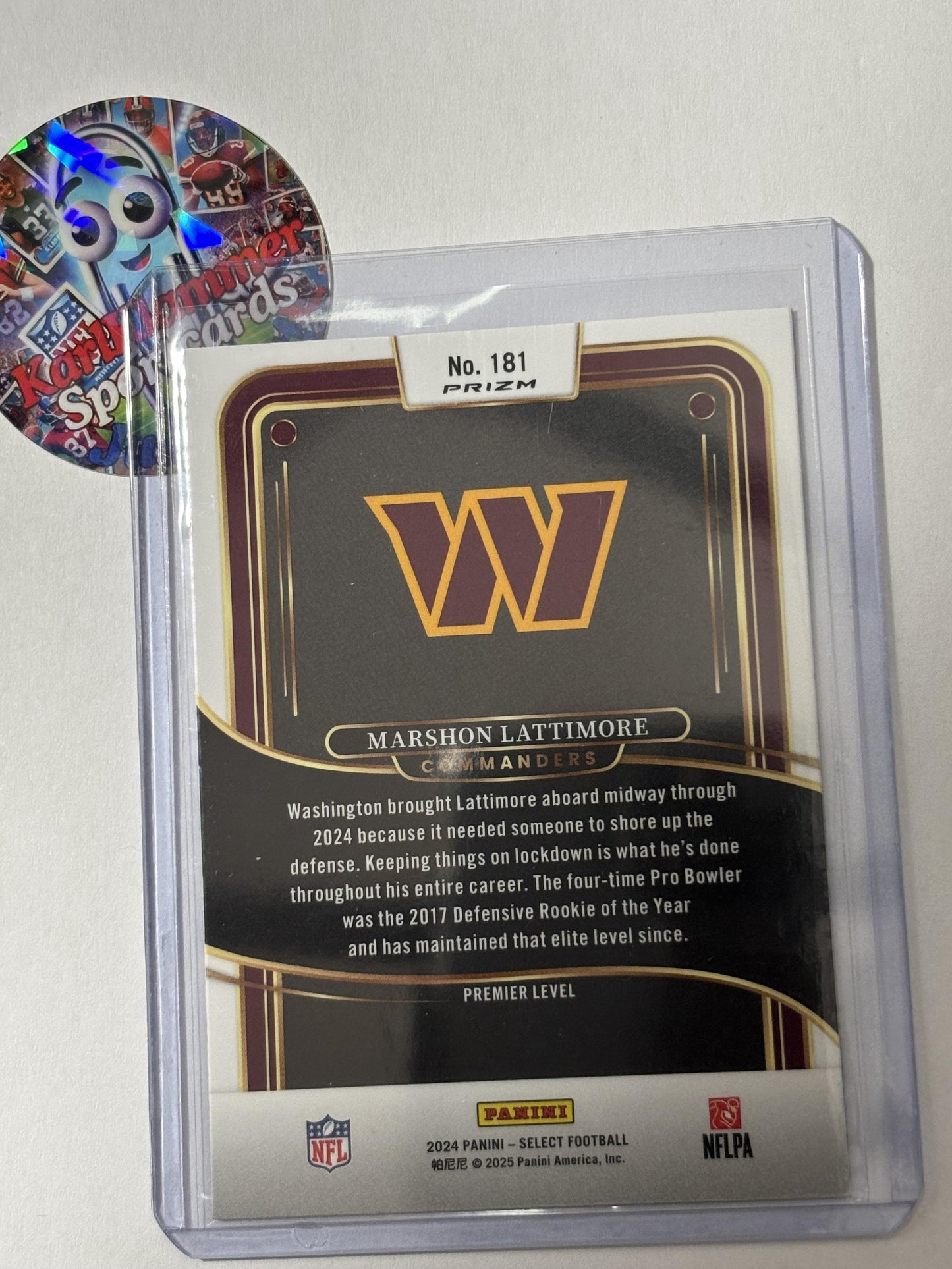 2024 Panini Select #181 Marshon Lattimore Red & Blue Prizm Shock Washington Commanders