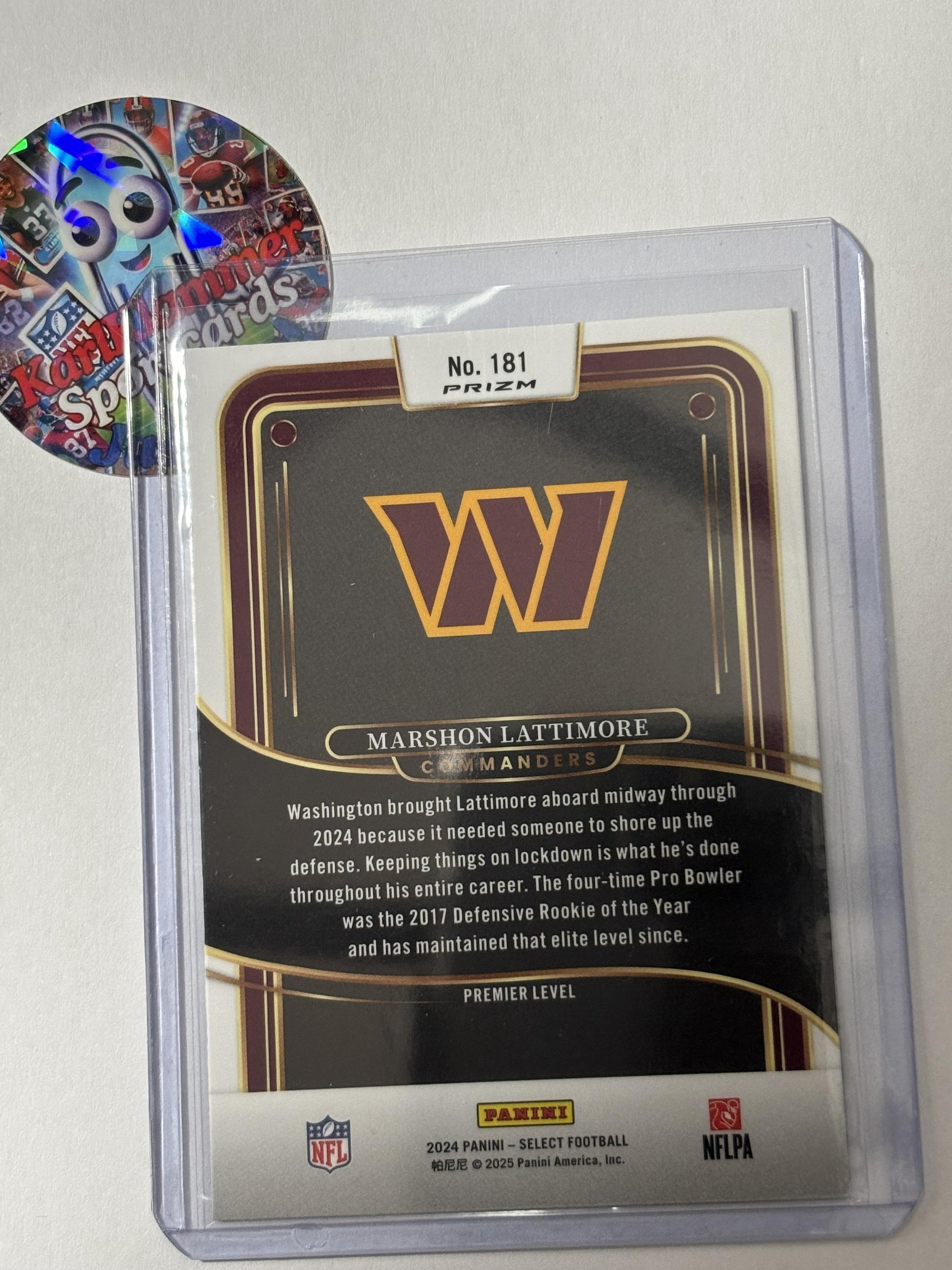 2024 Panini Select #181 Marshon Lattimore Red & Blue Prizm Shock Washington Commanders