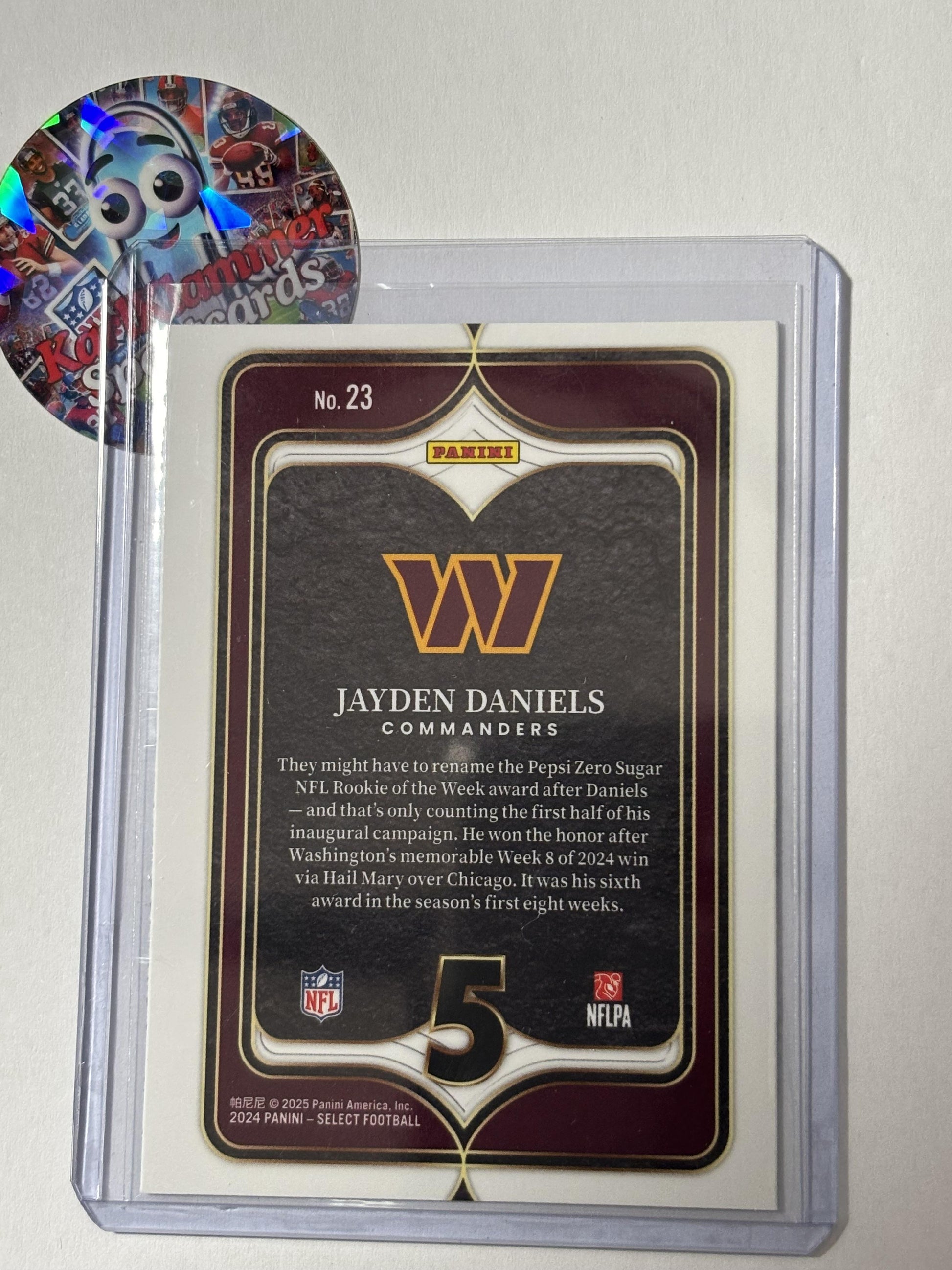 2024 Panini Select #23 Jayden Daniels Select Numbers Prizm Washington Commanders