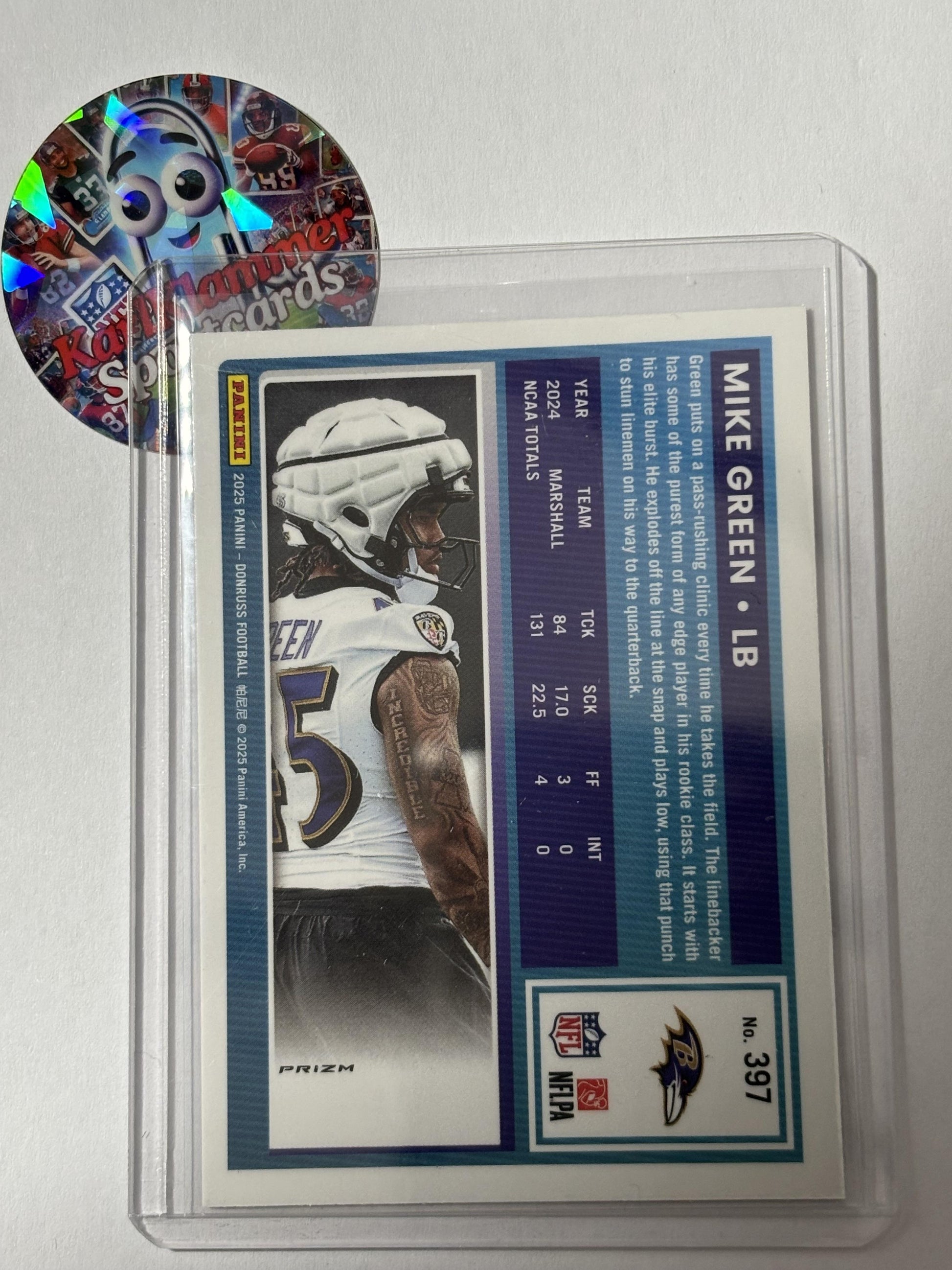 2025 Donruss #397 Mike Green Optic Rated Rookies Preview Red Wave Baltimore Ravens RC