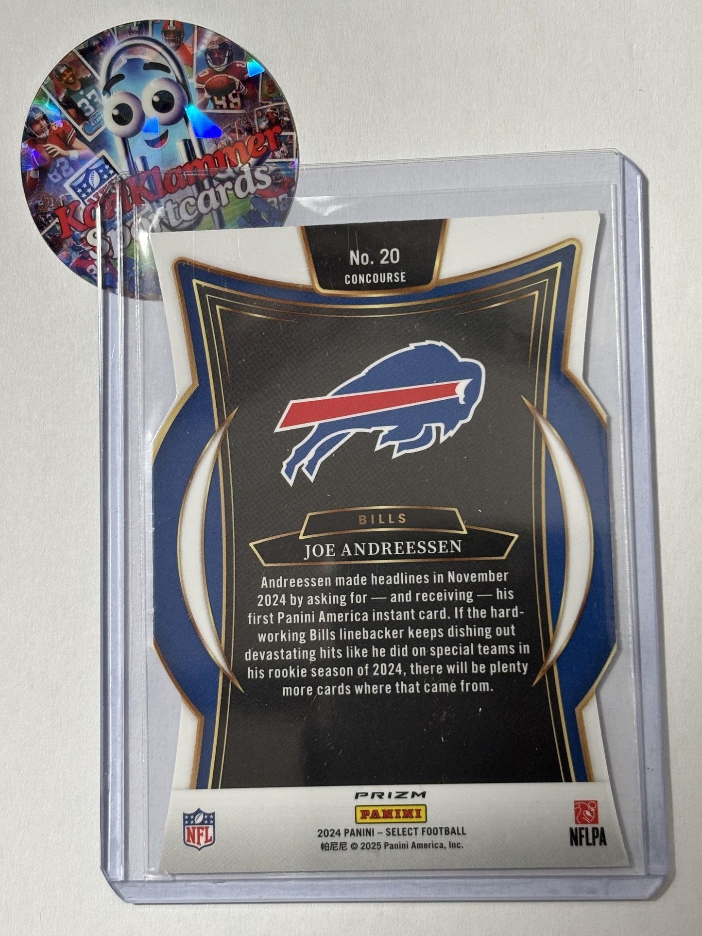 2024 Panini Select #20 Joe Andreessen Silver Prizm Die Cut Buffalo Bills RC