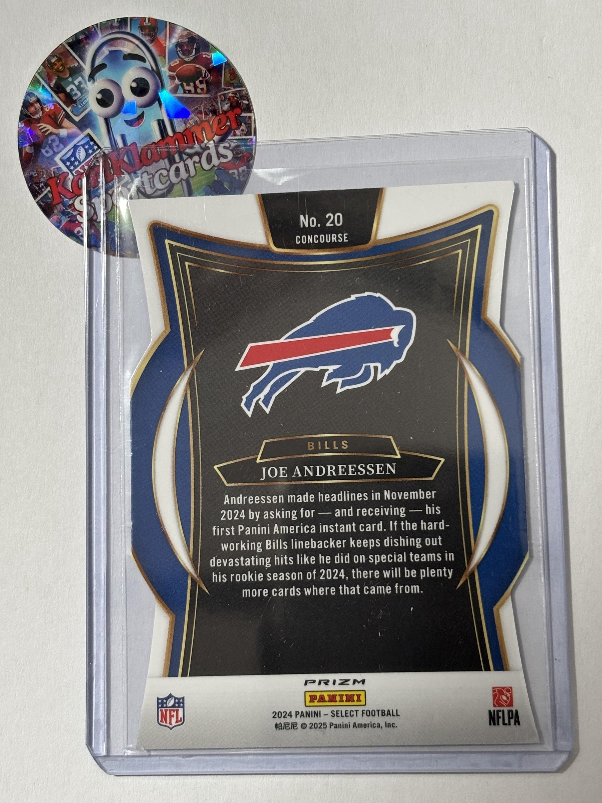 2024 Panini Select #20 Joe Andreessen Silver Prizm Die Cut Buffalo Bills RC