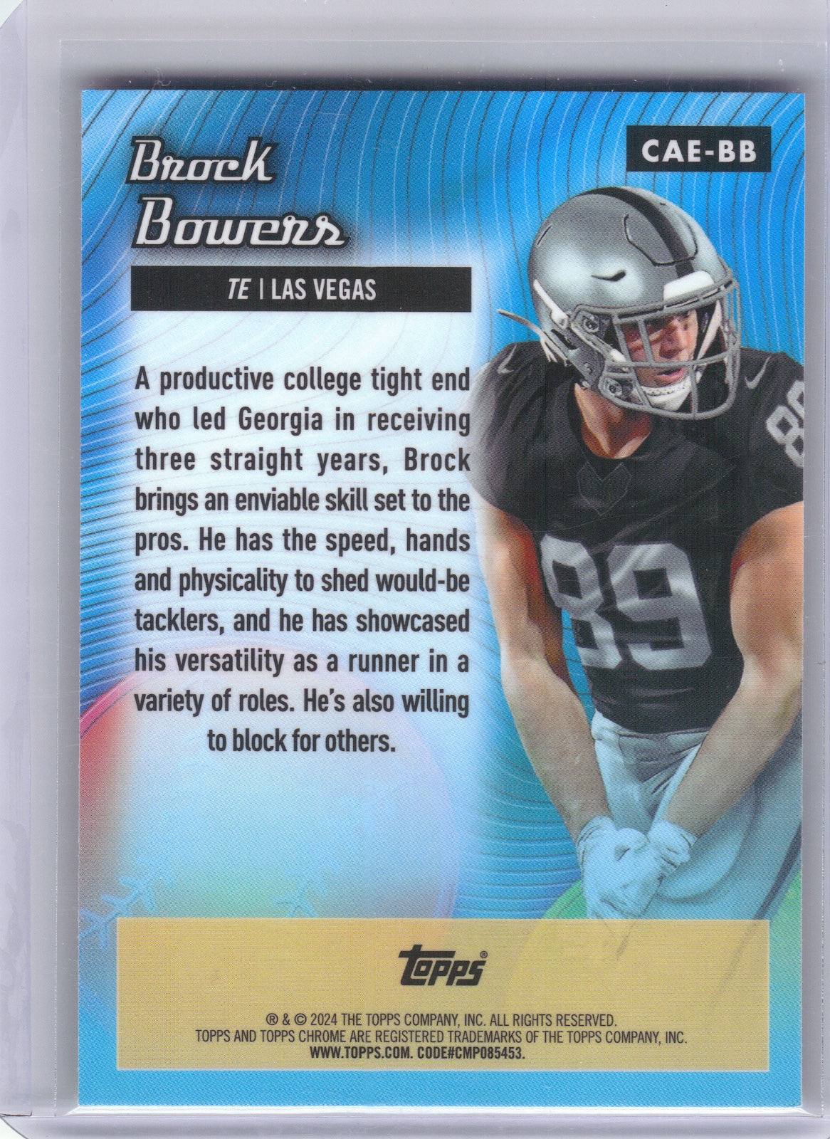 Brock Bowers Las Vegas Raiders 2024 Topps Chrome All-Etch Pink Refractor #CAE-BB (Back)