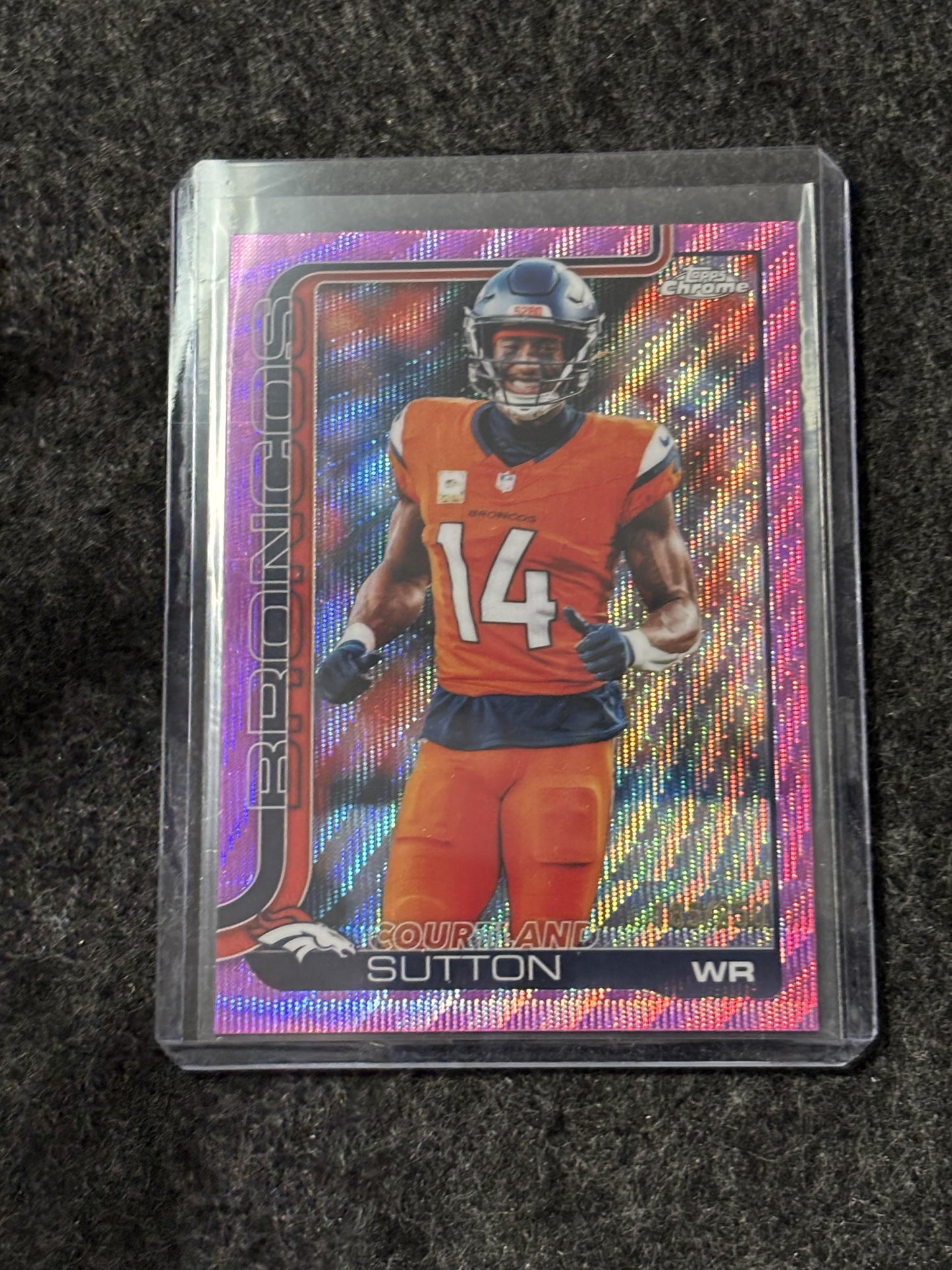2025 Topps Chrome Football #86 Courtland Sutton Pink Wave Refractor Denver Broncos