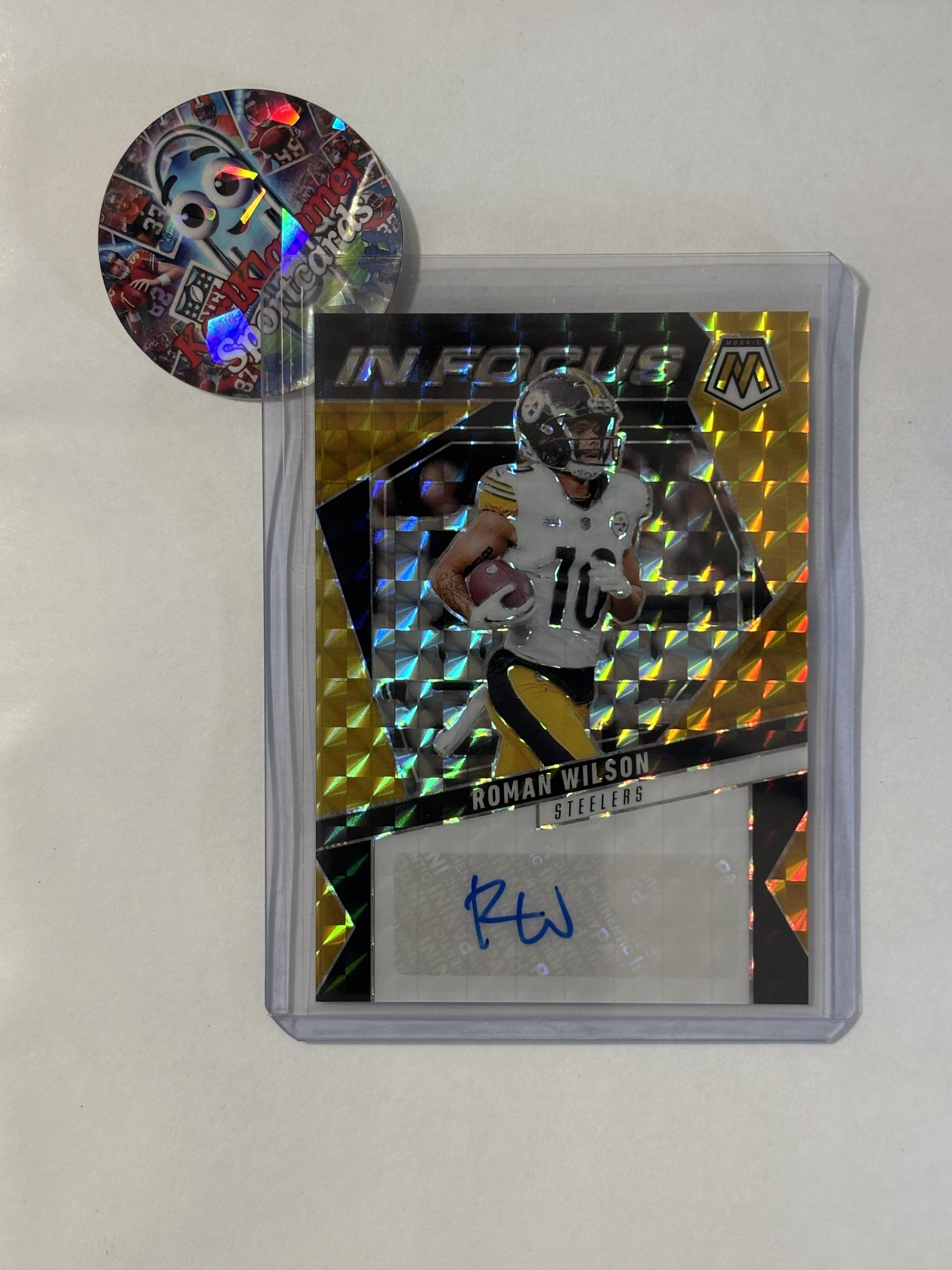 2025 Panini Mosaic #IFS-RWN Roman Wilson In Focus Signatures Choice Black Gold #/8 Pittsburgh Steelers SN,AU