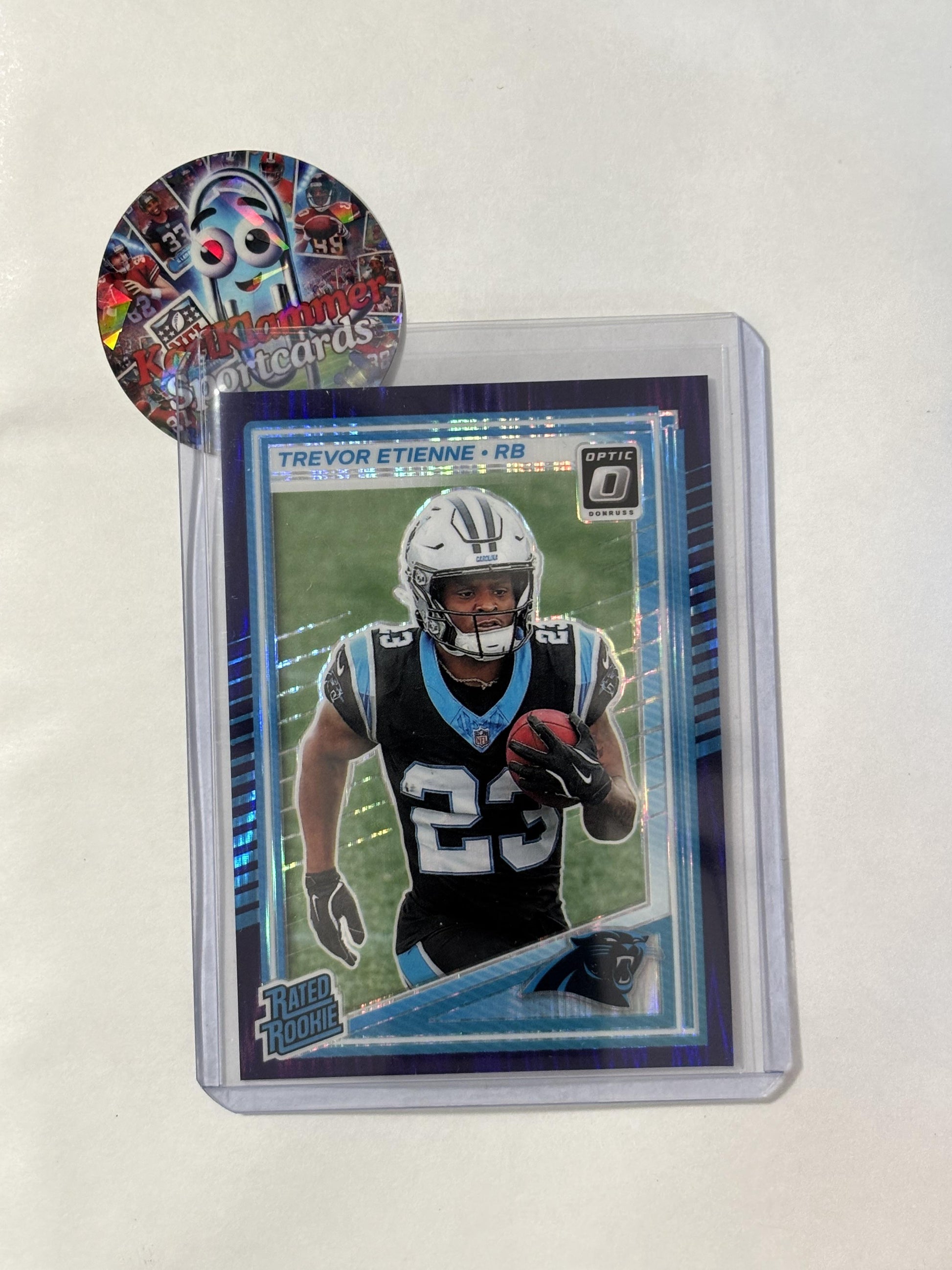2025 Donruss Optic #222 Trevor Etienne Purple Shock Carolina Panthers RC