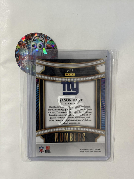 2025 Panini Select #16 Jaxson Dart Select Numbers New York Giants