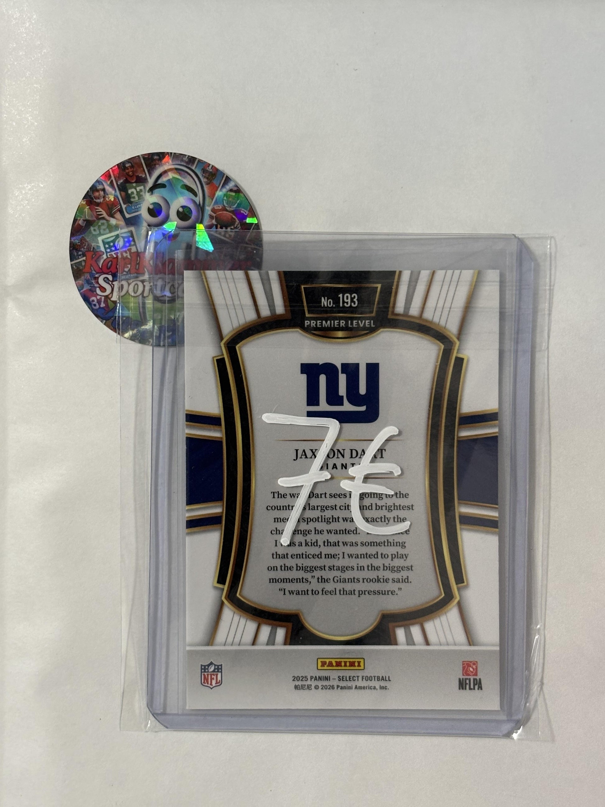 2025 Panini Select #193 Jaxson Dart New York Giants