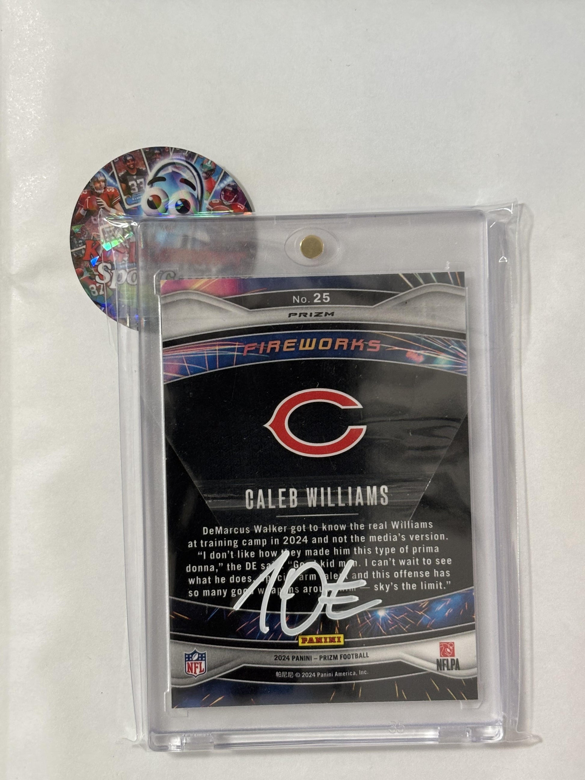 2024 Panini Prizm #25 Caleb Williams Fireworks Green Prizm Chicago Bears