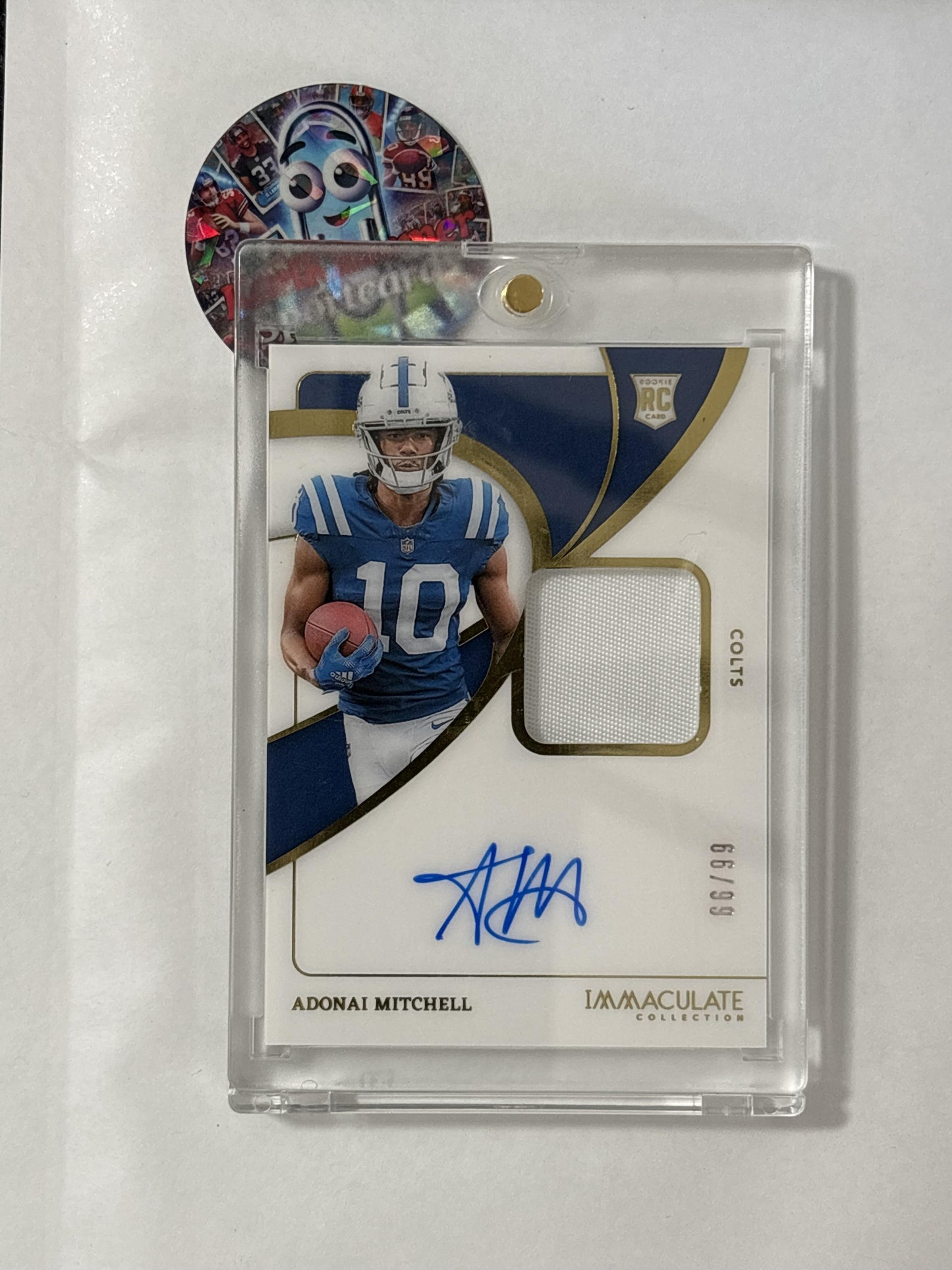 2025 Panini Immaculate Collection #108 Adonai Mitchell 2024 Panini Immaculate Collection Update I #/99 Indianapolis Colts SN,MEM,AU