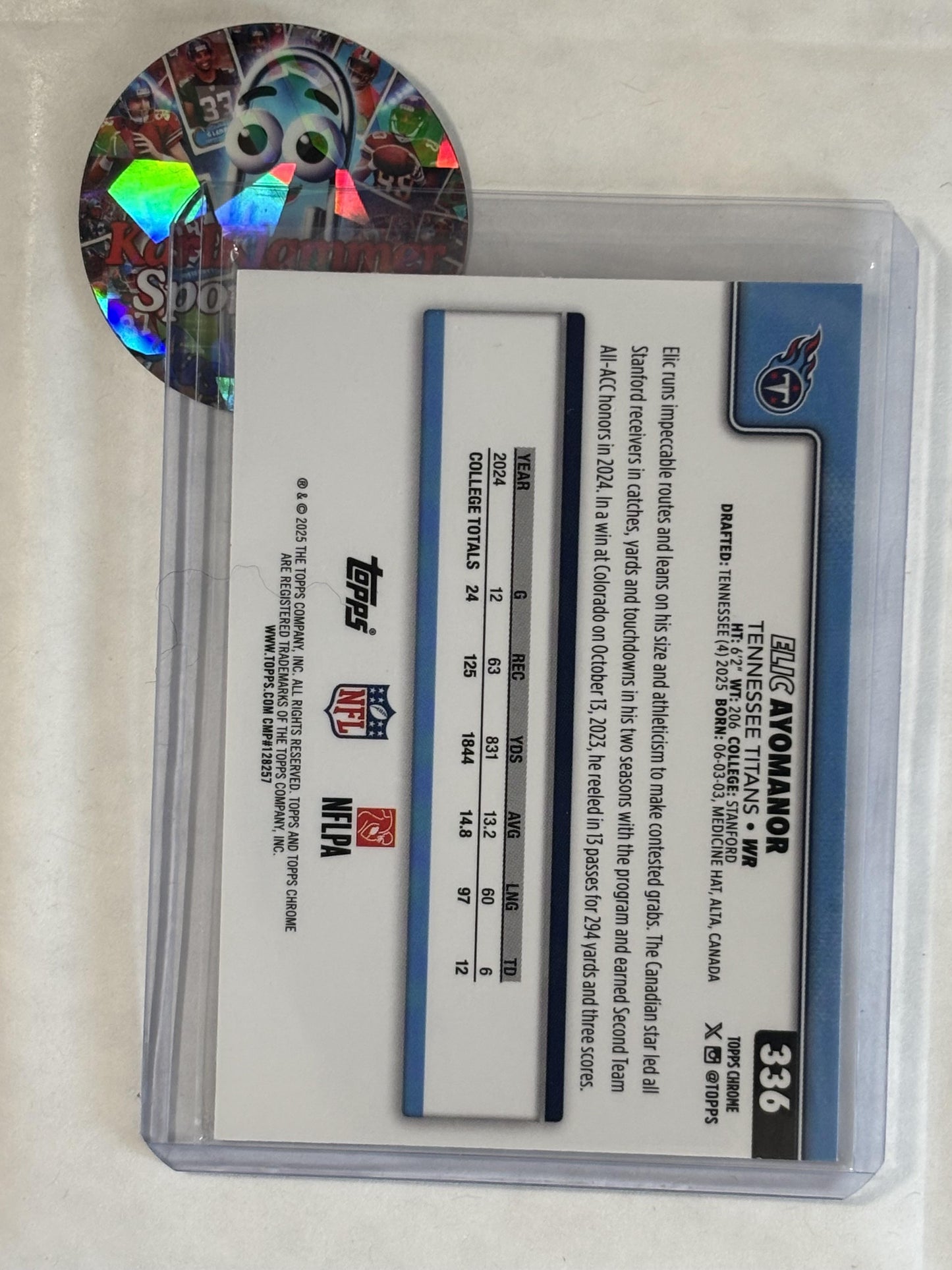 2025 Topps Chrome #336 Elic Ayomanor Tennessee Titans RC