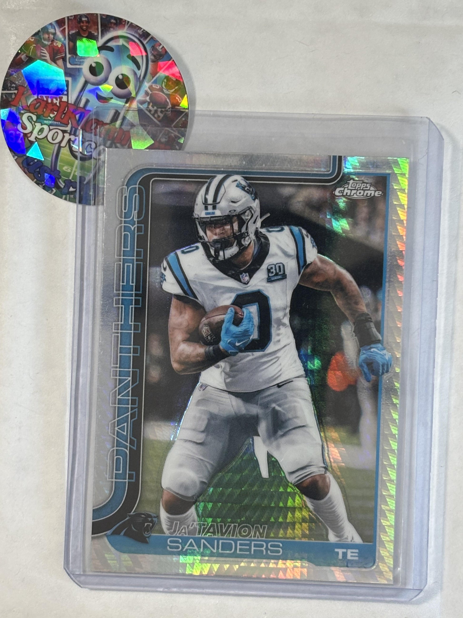 2025 Topps Chrome #45 Ja'Tavion Sanders Pulsar Refractor Carolina Panthers