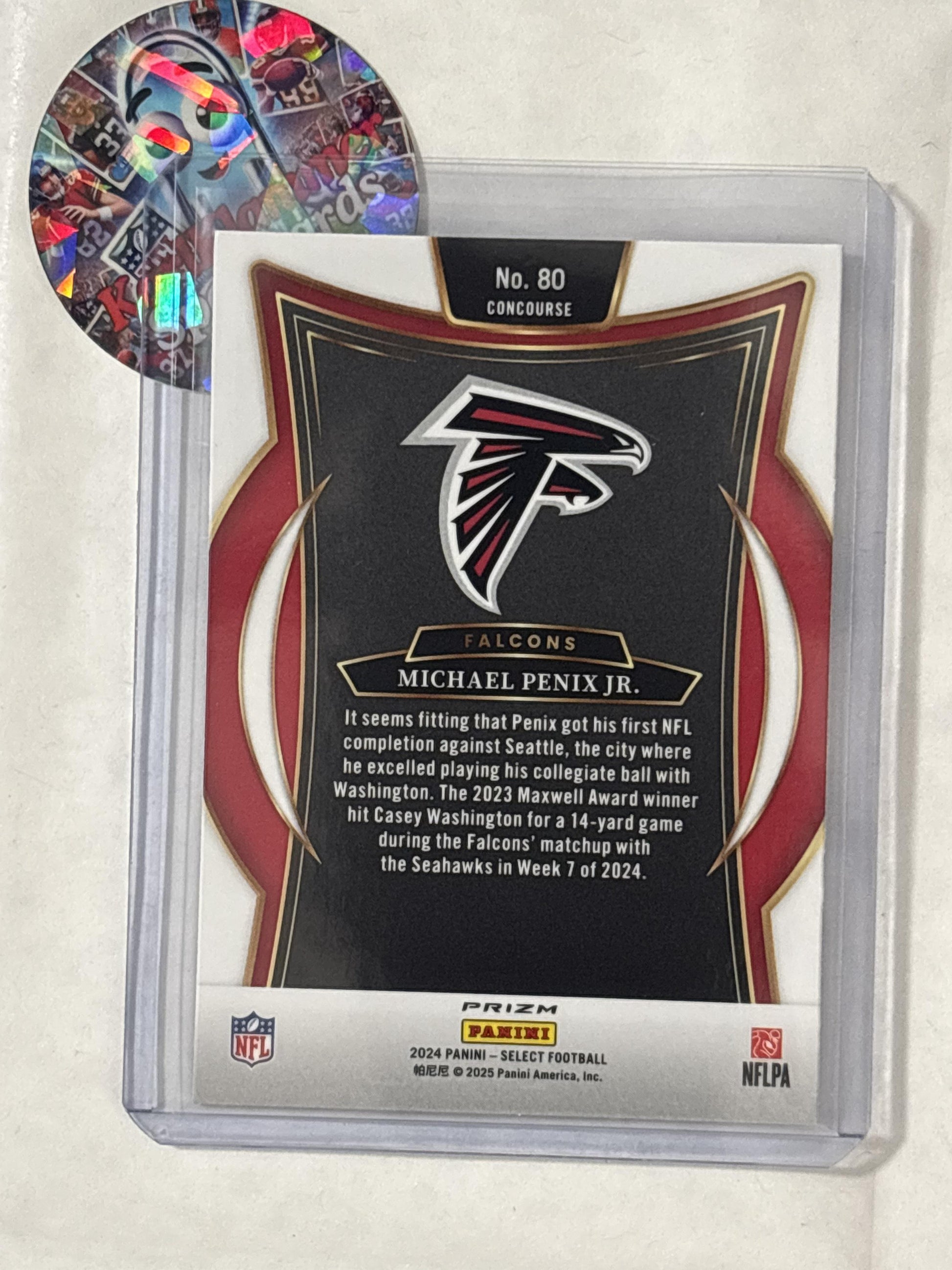 2024 Panini Select #80 Michael Penix Jr. Red & Blue Prizm Shock Atlanta Falcons RC