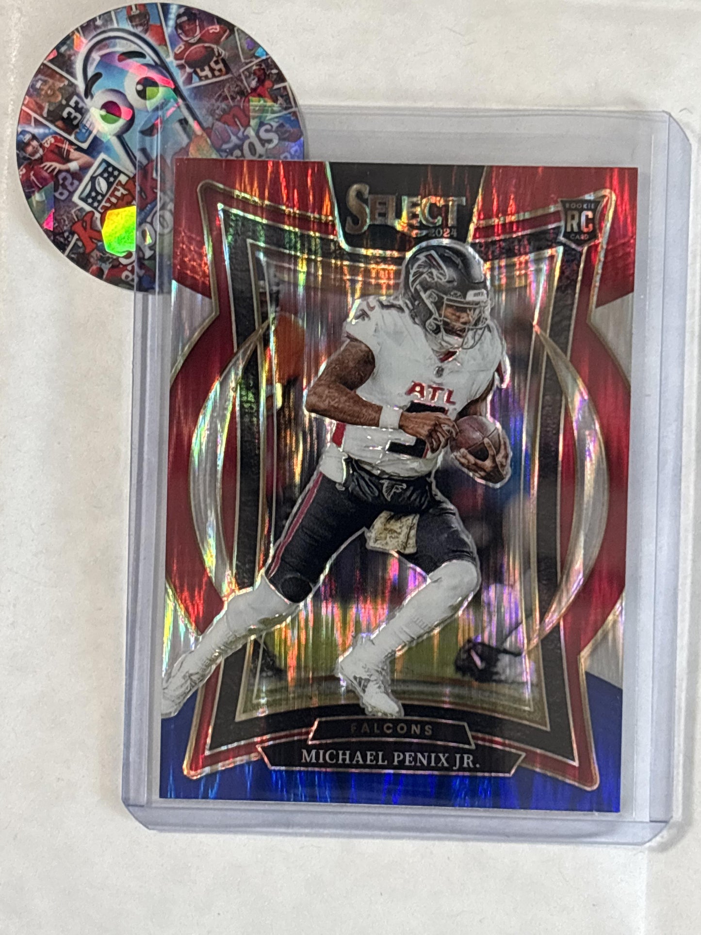 2024 Panini Select #80 Michael Penix Jr. Red & Blue Prizm Shock Atlanta Falcons RC