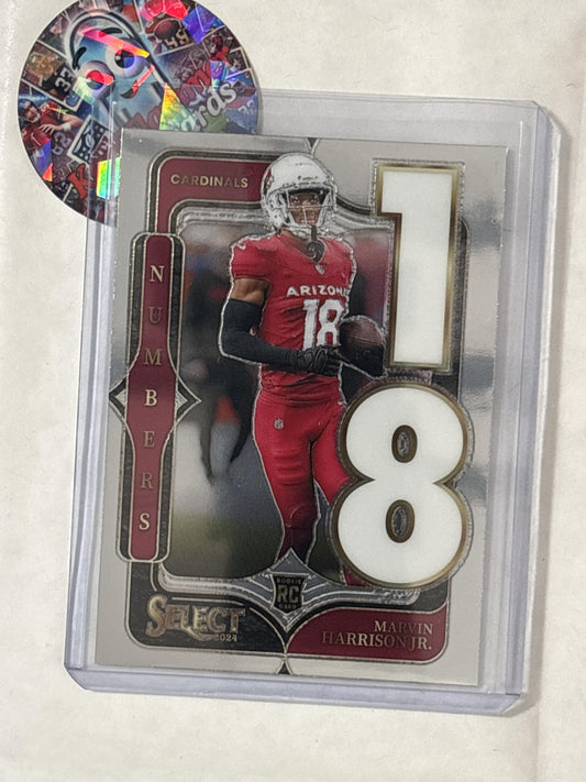 2024 Panini Select #4 Marvin Harrison Jr. Select Numbers Prizm Arizona Cardinals