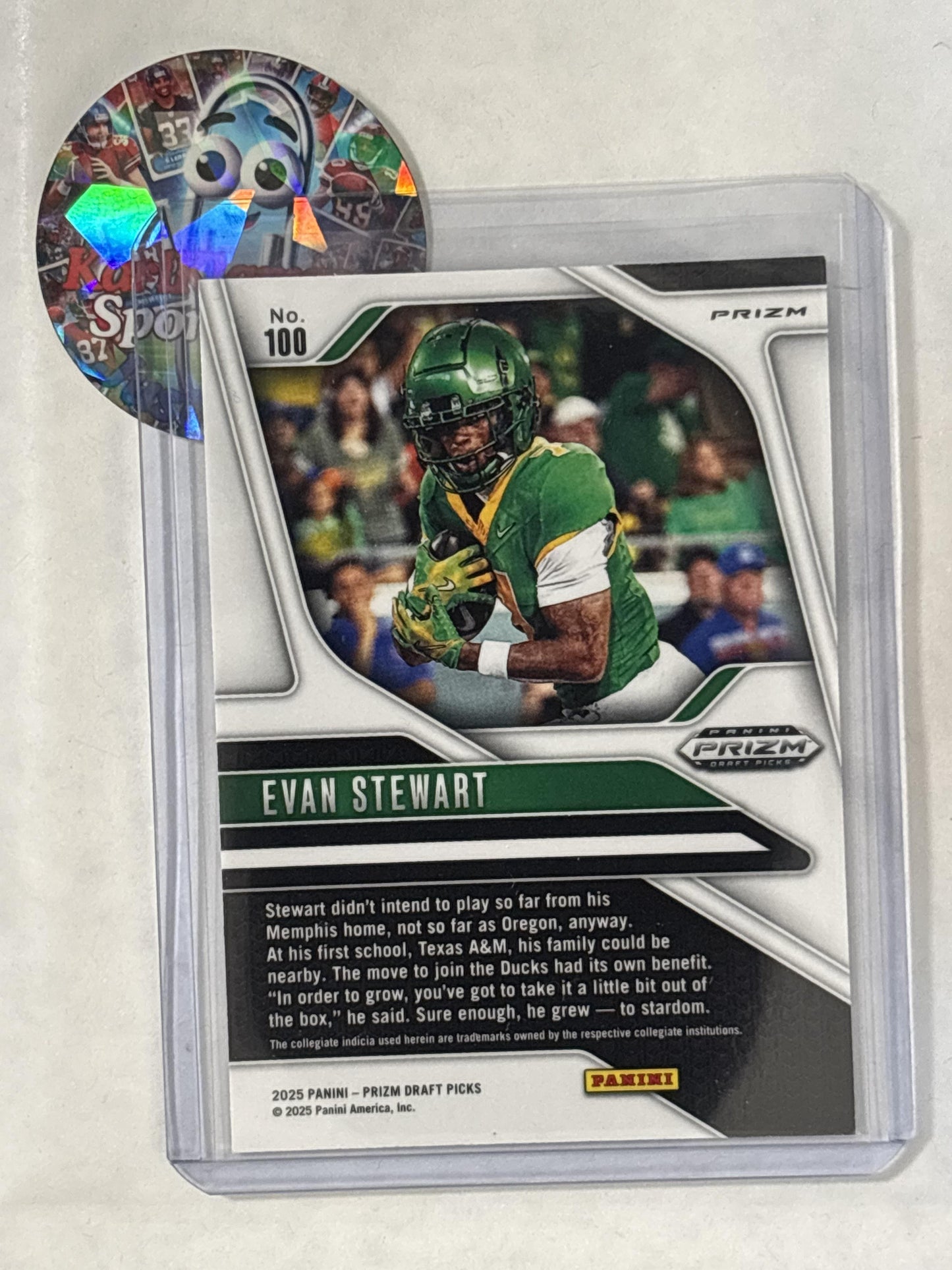 2025 Panini Prizm Draft Picks #100 Evan Stewart Prizms Purple Wave Oregon Ducks