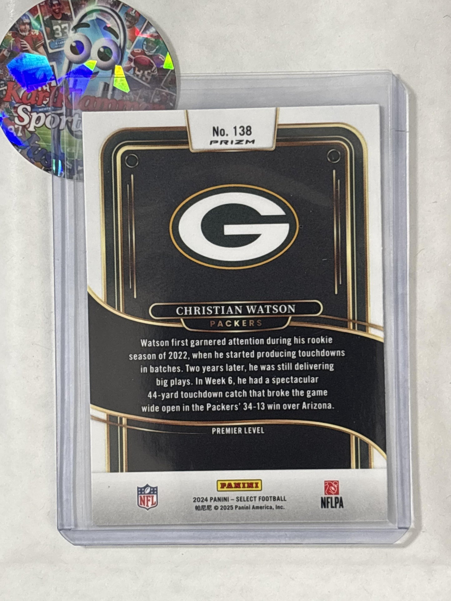 2024 Panini Select #138 Christian Watson Red & Blue Prizm Shock Green Bay Packers