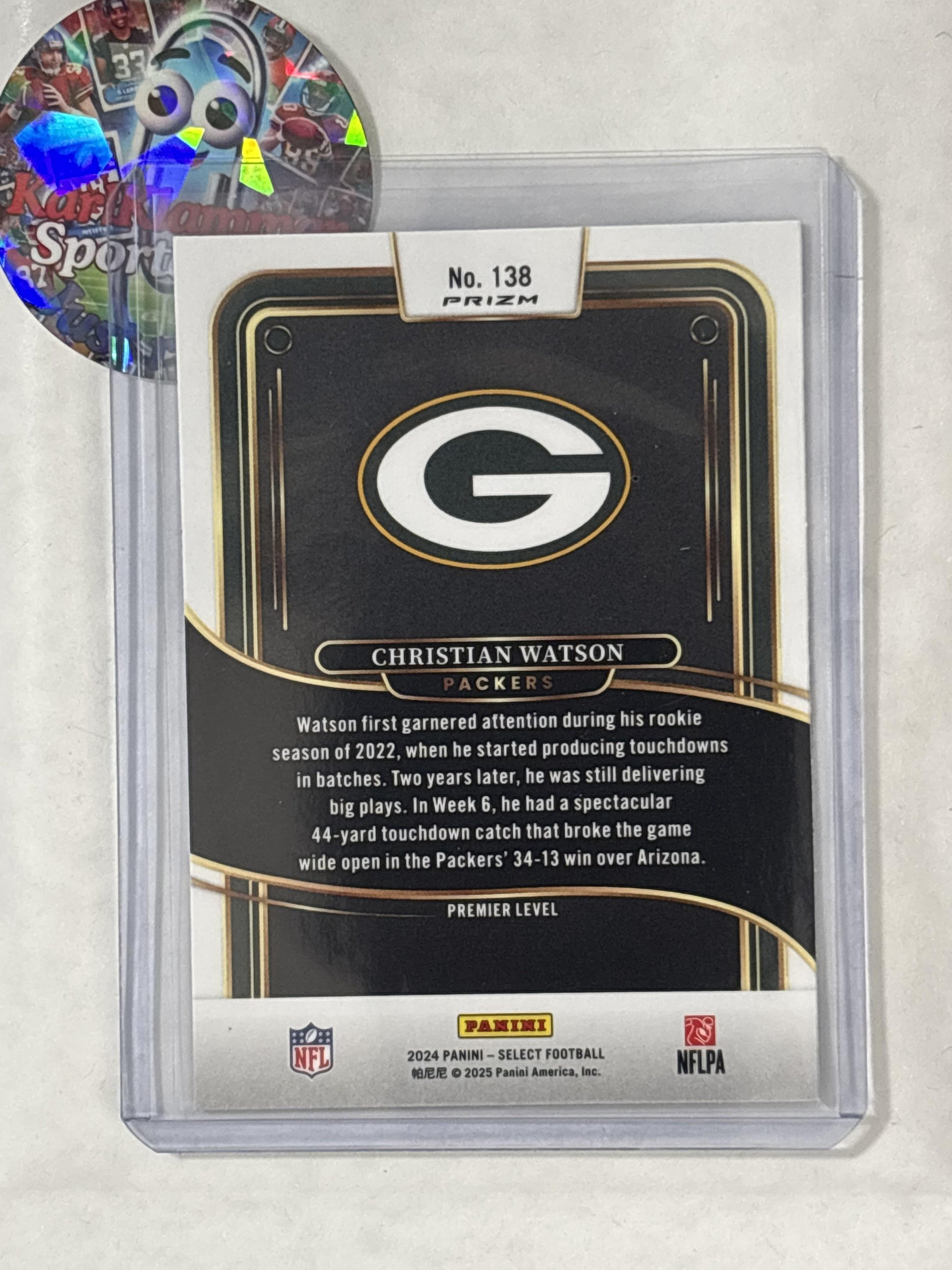 2024 Panini Select #138 Christian Watson Red & Blue Prizm Shock Green Bay Packers